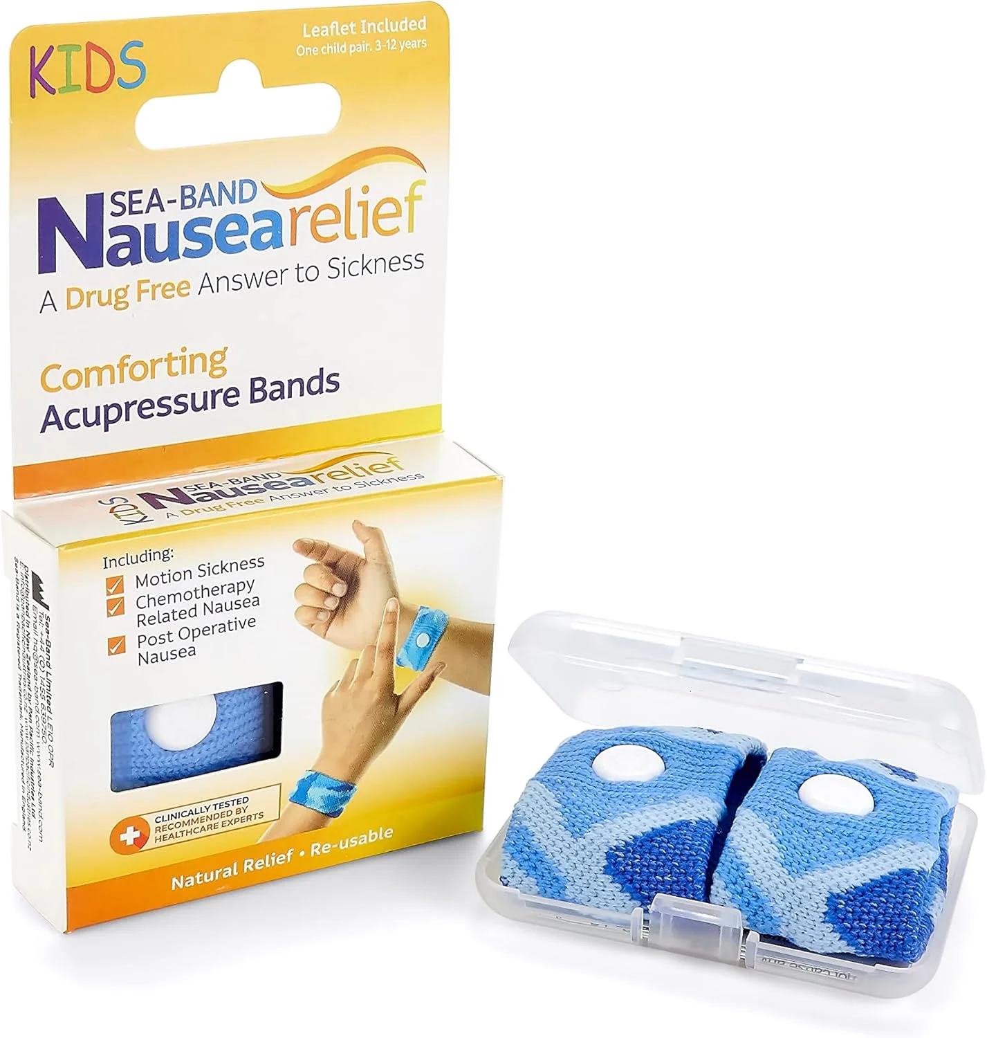 مچ بند طب فشاری ضد تهوع و بیماری حرکتی کودکان Sea-Band - یک جفت (آبی)