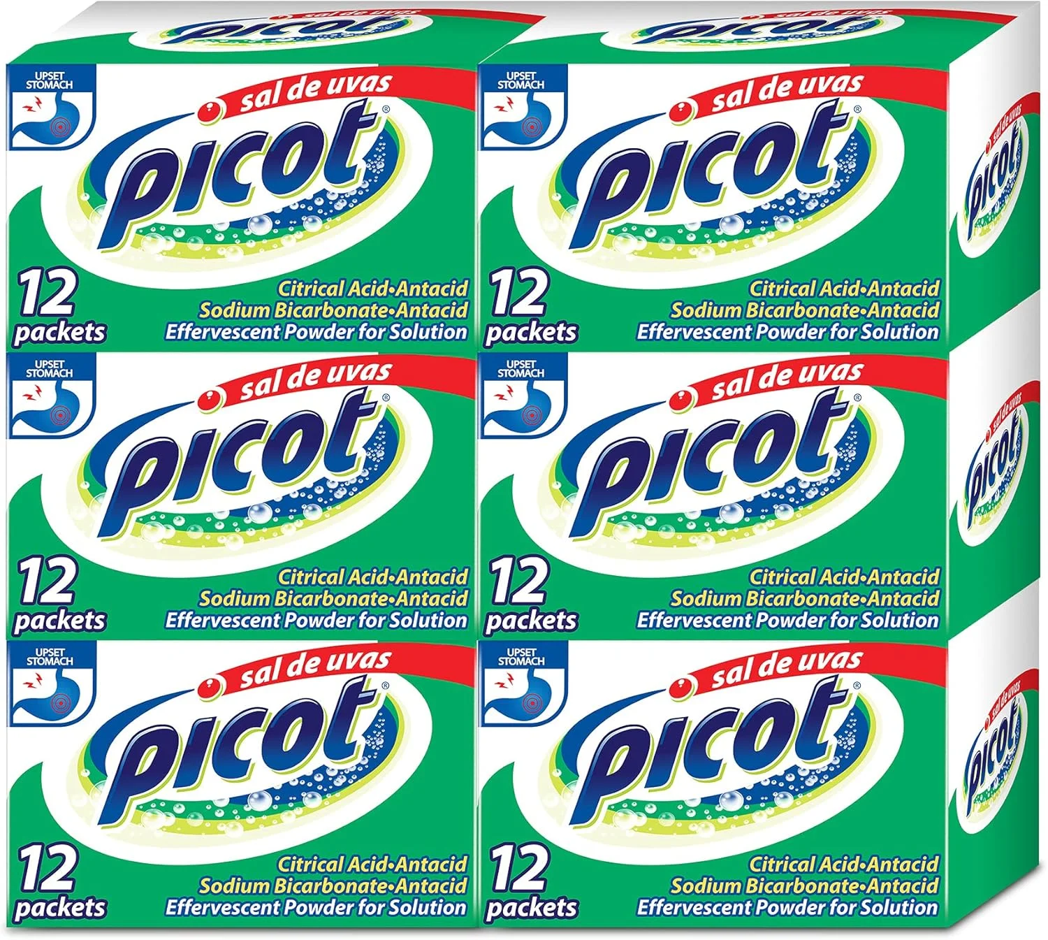 پودر جوشان پیکوت، محلول پودری جوشان، ضد اسید، 5 گرم، بسته 6 تایی 12 عددی، 6 جعبه