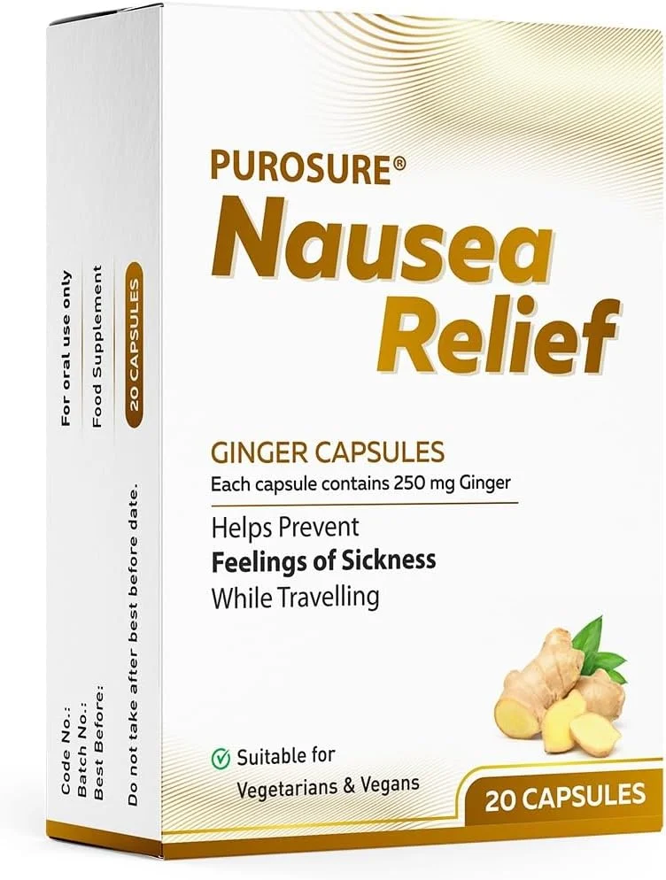 کپسول زنجبیل برای رفع حالت تهوع ناشی از سفر، 250 میلی گرم (20 عدد)