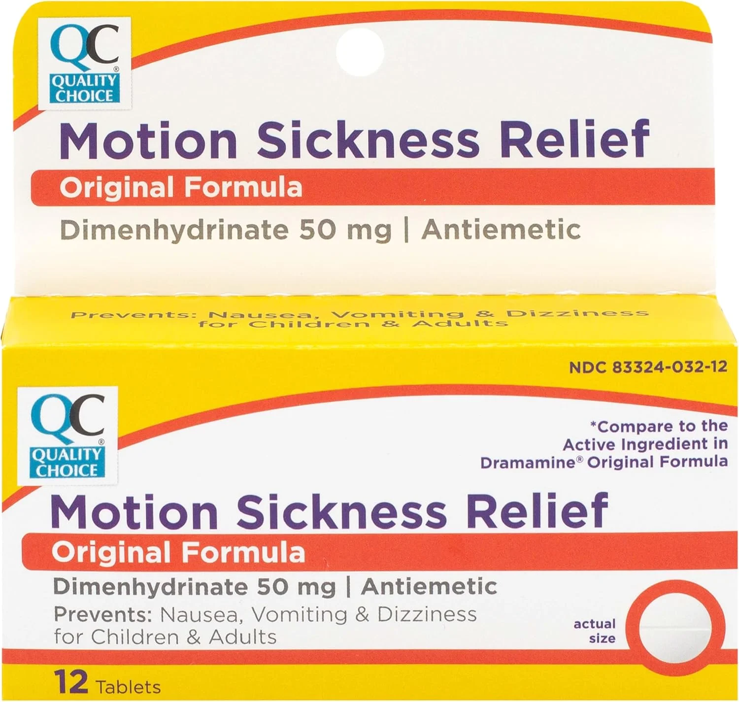 انتخاب با کیفیت، تسکین بیماری حرکت، جلوگیری و تسکین حالت تهوع، سرگیجه و استفراغ، فرمول اصلی دیمن هیدرینات 50 میلی گرم ضد تهوع، 12 قرص در هر جعبه، بیماری ماشین، تسکین تهوع ناشی از دریازدگی