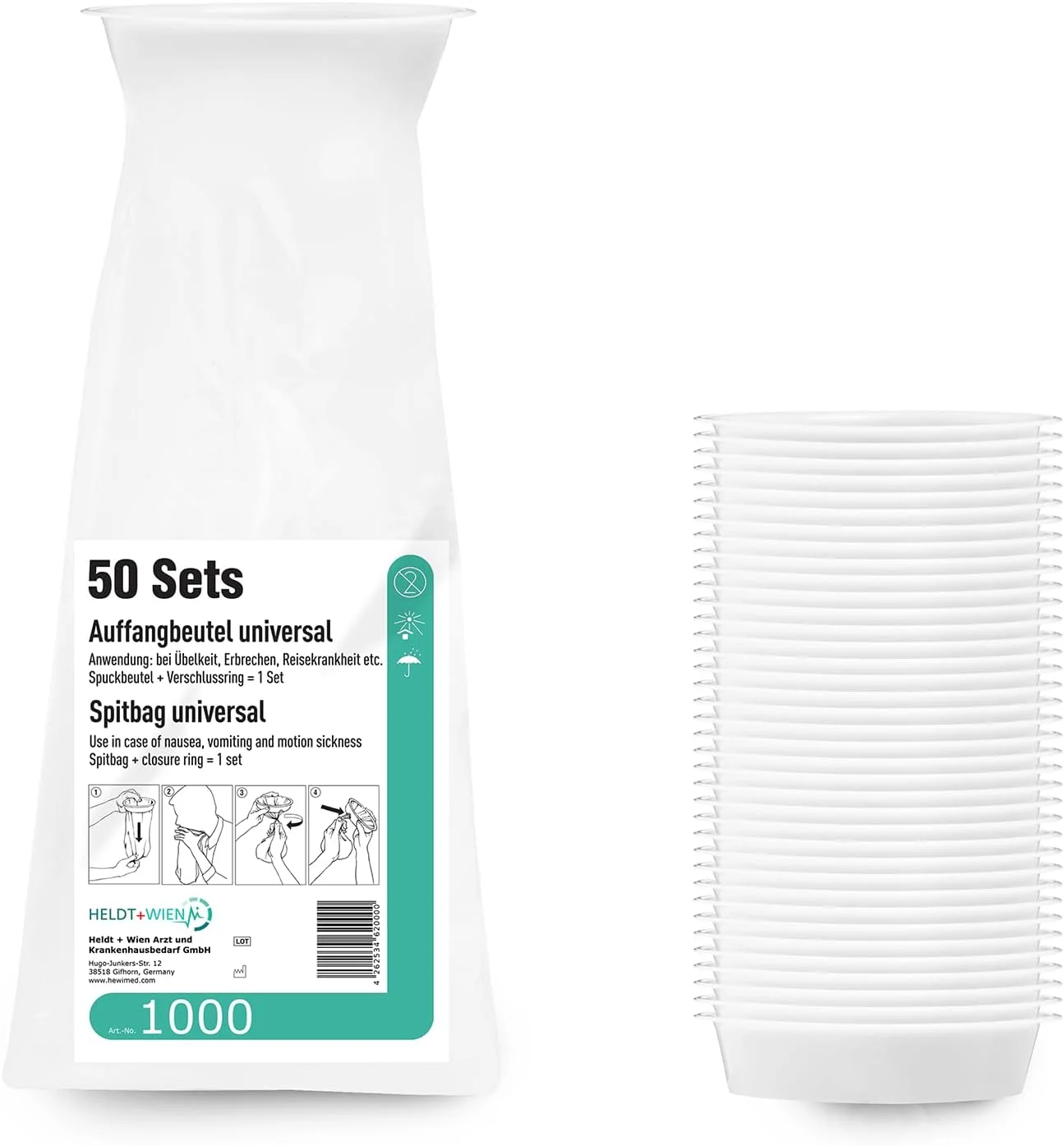 کیسه های استفراغ بسته 50 عددی با حلقه آب بندی، کیسه تهوع یکبار مصرف مات، کیسه ضد نشت برای ماشین، هواپیما، اتوبوس، مسافرت و بارداری، کیسه اضطراری