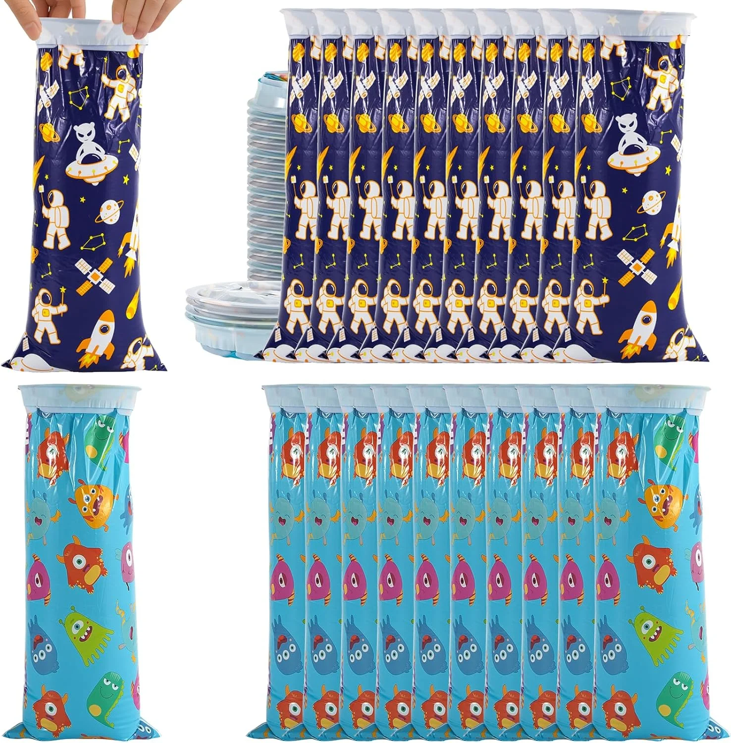 بسته 20 عددی کیسه تهوع خودرو، کیسه استفراغ با حلقه، مناسب برای تمام سنین برای تسکین حالت تهوع و استفراغ در خودرو و در سفر