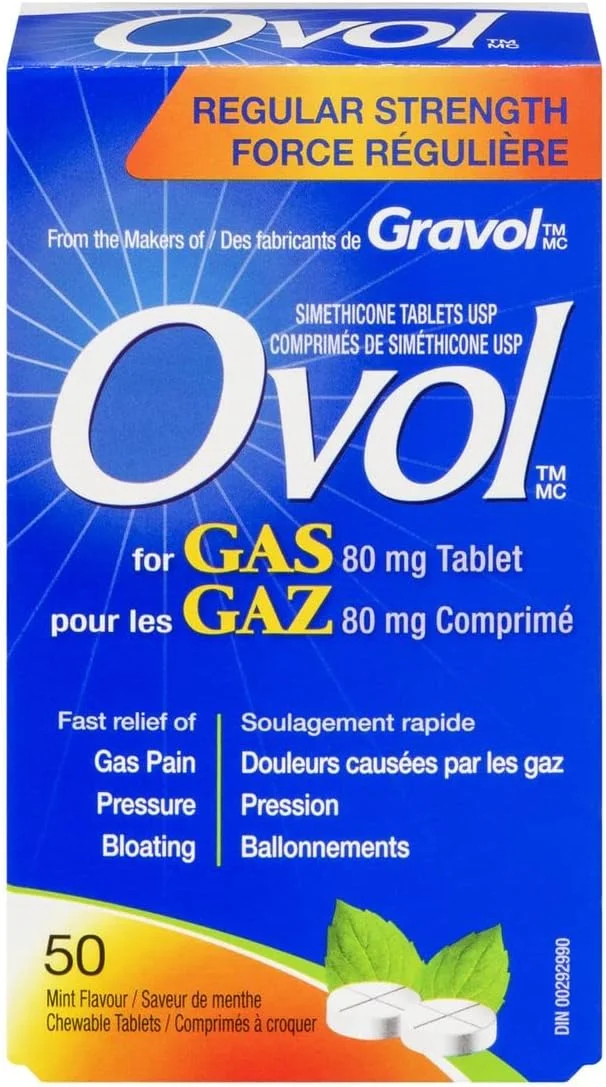 قرص جویدنی نعنایی Ovol با قدرت معمولی - 80 میلی گرم، 50 عدد