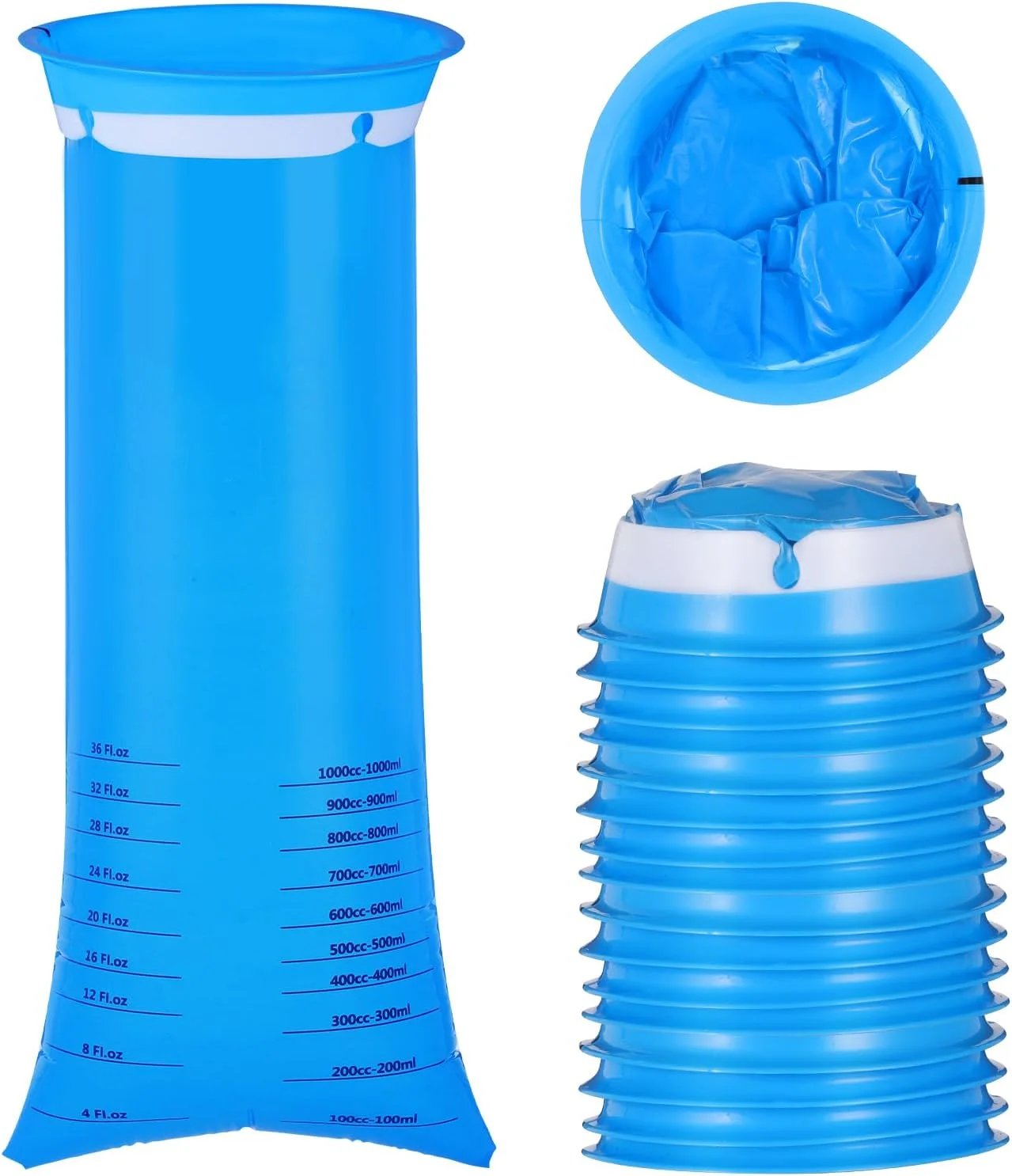 بسته 10 عددی کیسه تهوع یکبار مصرف آبی استفراغ، کیسه های بیماری مسافرتی قابل حمل مناسب برای مسافرت، بیماری ورزشی، تهوع صبحگاهی، ماشین، اتوبوس، هواپیما