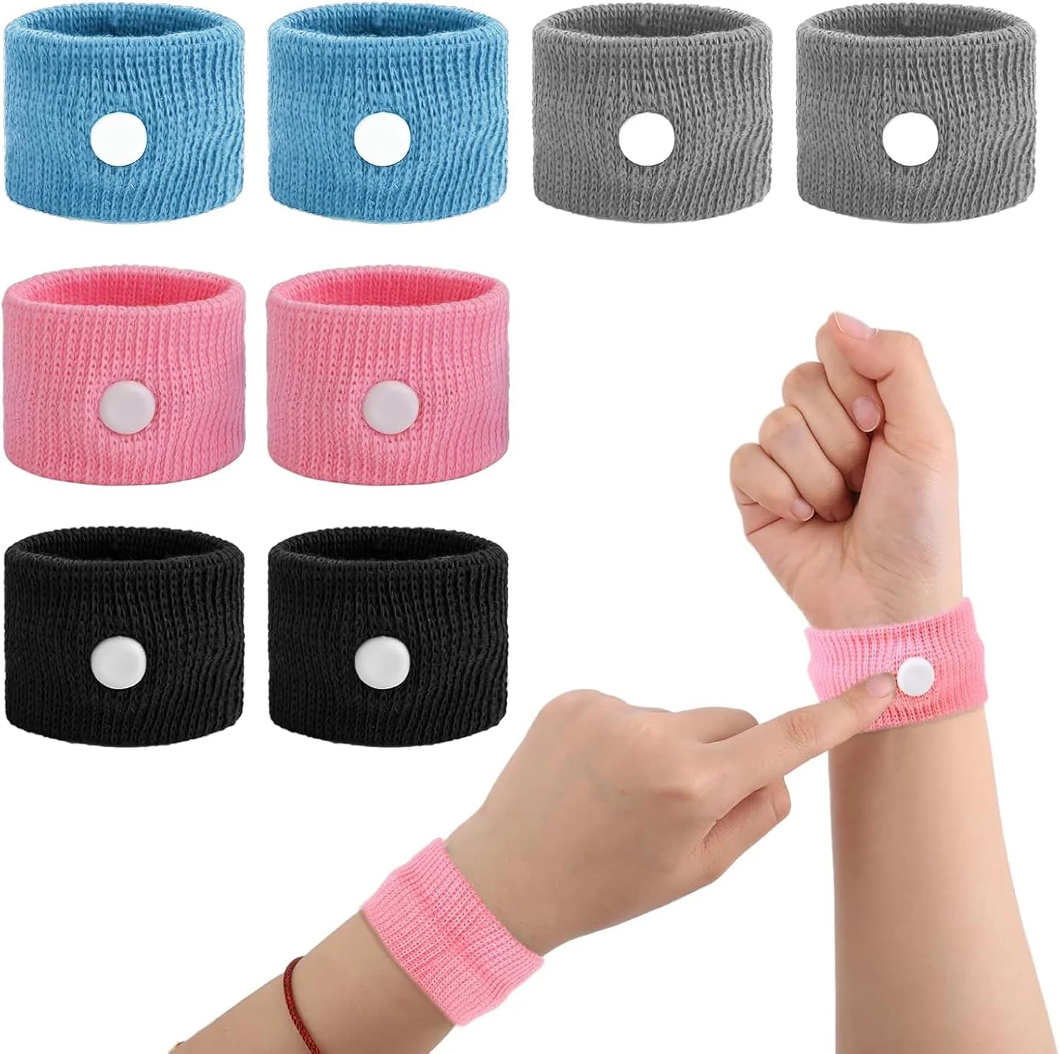 مچ بند ضد تهوع و بیماری حرکتی فندونیو، 8 عددی، تسکین دهنده حالت تهوع با طب فشاری طبیعی برای دوران بارداری، ماشین، دریا، سفر هوایی، سرگیجه و اضطراب (4 رنگ)