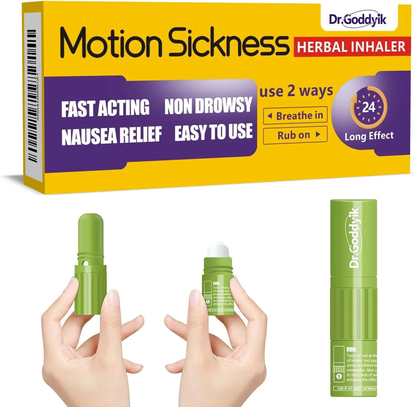 استنشاقی گیاهی برای بیماری مسافرتی، بیماری صبحگاهی، تسکین حالت تهوع، بدون خواب آلودگی، عملکرد سریع، ملزومات سفر.