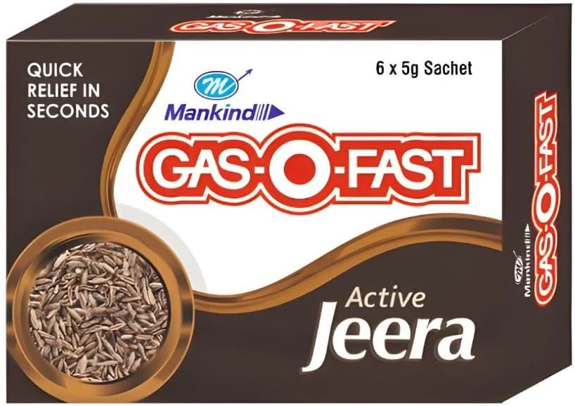 ساشه رفع اسیدیته زیره فعال Gas-O-Fast Mankind، 5 گرم