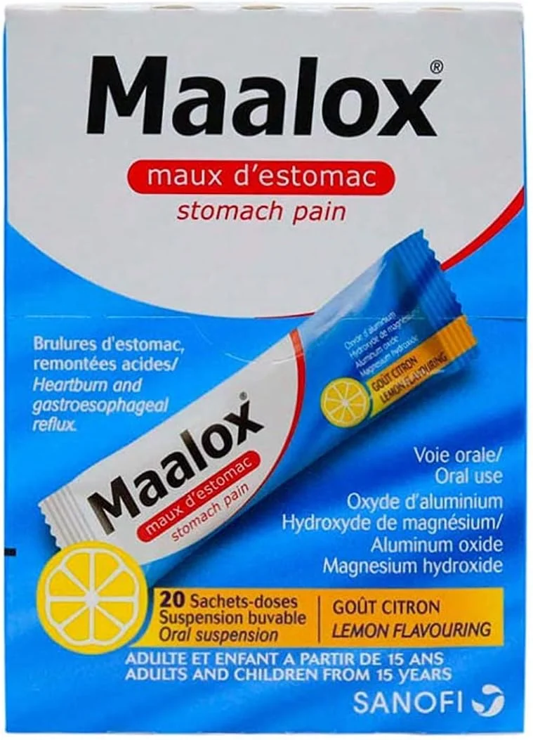 مایع معده Maalox برای درد معده (20 ساشه، 4.3 میلی لیتر)