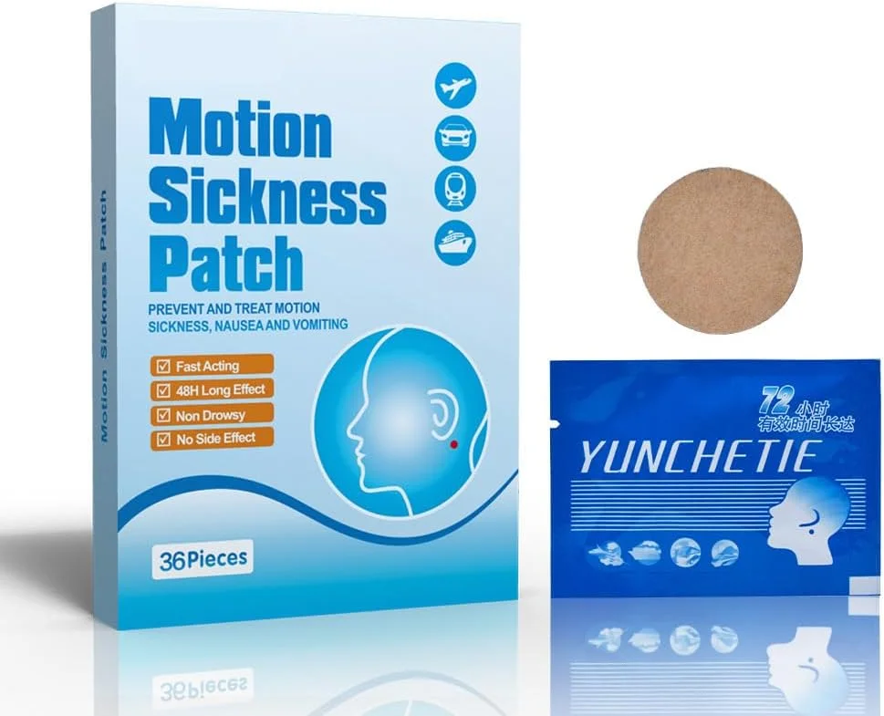 ۳۶ عدد برچسب ضد تهوع ناشی از حرکت، برچسب ضد دریازدگی، نوارهای تسکین دهنده ماشین گرفتگی برای تسکین حالت تهوع و سرگیجه در بزرگسالان و کودکان برای سرگیجه و تهوع ناشی از سفر