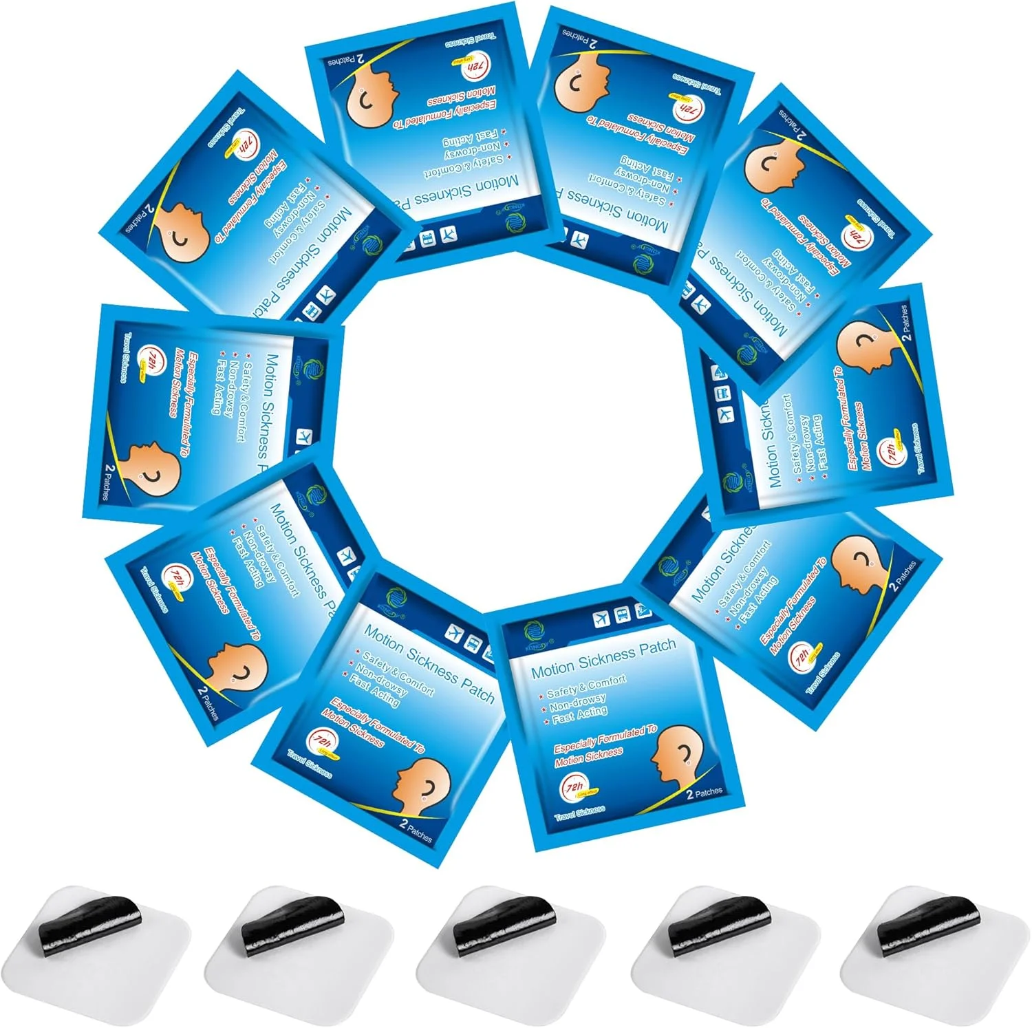 برچسب ضد تهوع و بیماری حرکتی KONGDY، 50 عدد، مناسب کودکان و بزرگسالان، ضدآب و بدون خواب آلودگی، قابل استفاده پشت گوش (50 عدد)