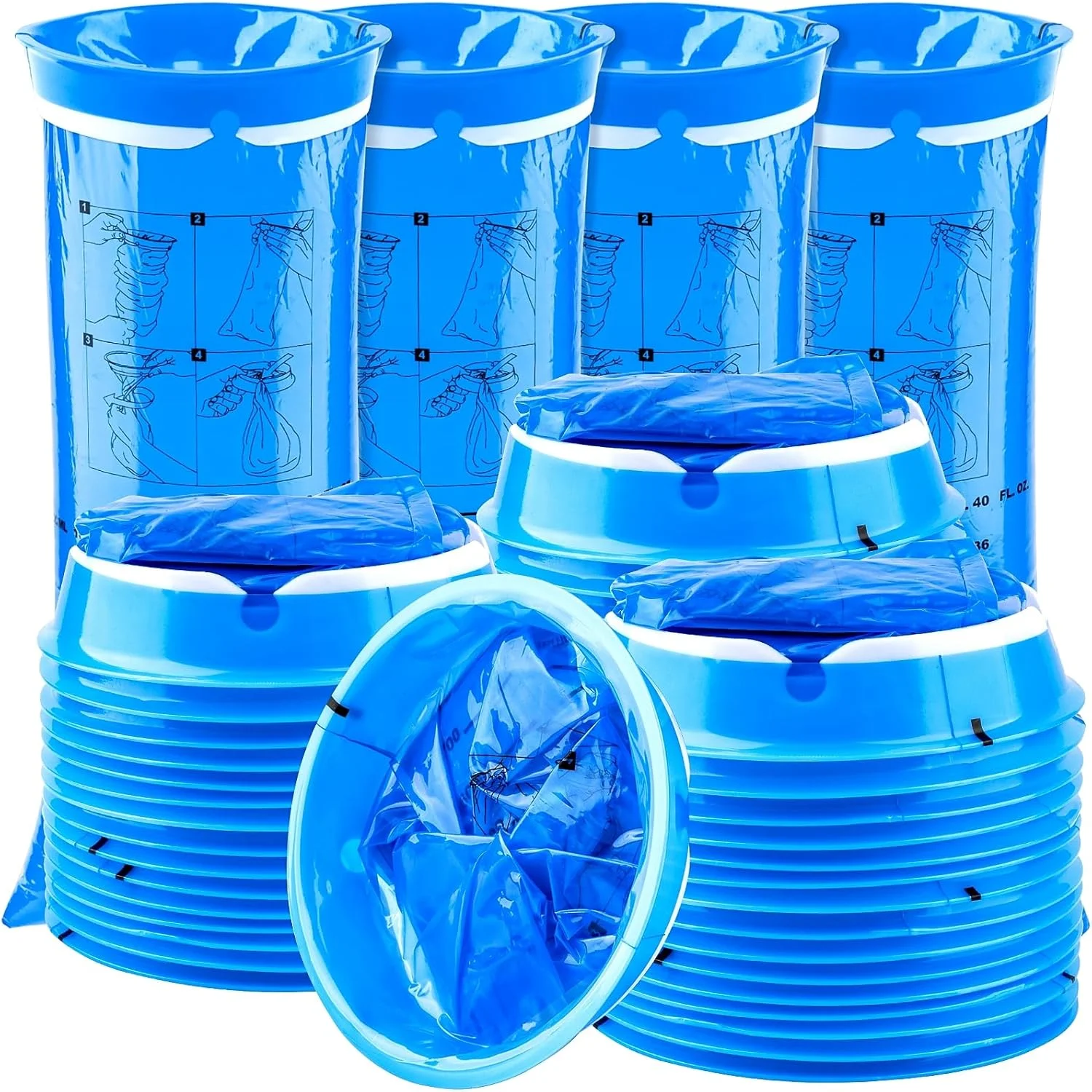 بسته 45 عددی کیسه های استفراغ یکبار مصرف، کیسه های تهوع قابل حمل، 1000 میلی لیتر، برای بیماری حرکتی، مسافرت با هواپیما و ماشین، کودکان و بزرگسالان