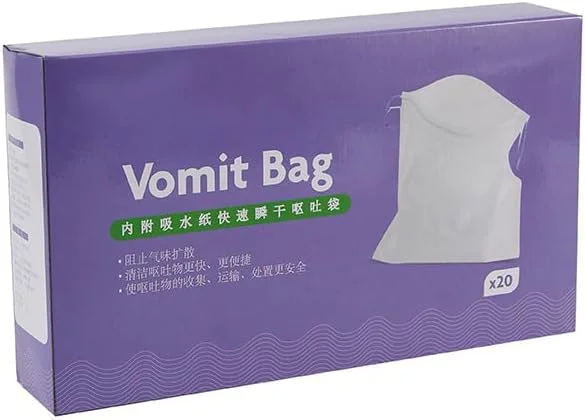 کیسه های ضد نشت و جاذب استفراغ KASTWAVE، کیسه های مسافرتی برای ماشین، قایق و هواپیما، استفراغ را به ژل تبدیل می کند، بدون کثیفی، بدون بو، برای کودکان، زنان باردار و بیماری حرکتی (1 جعبه 20 عددی)