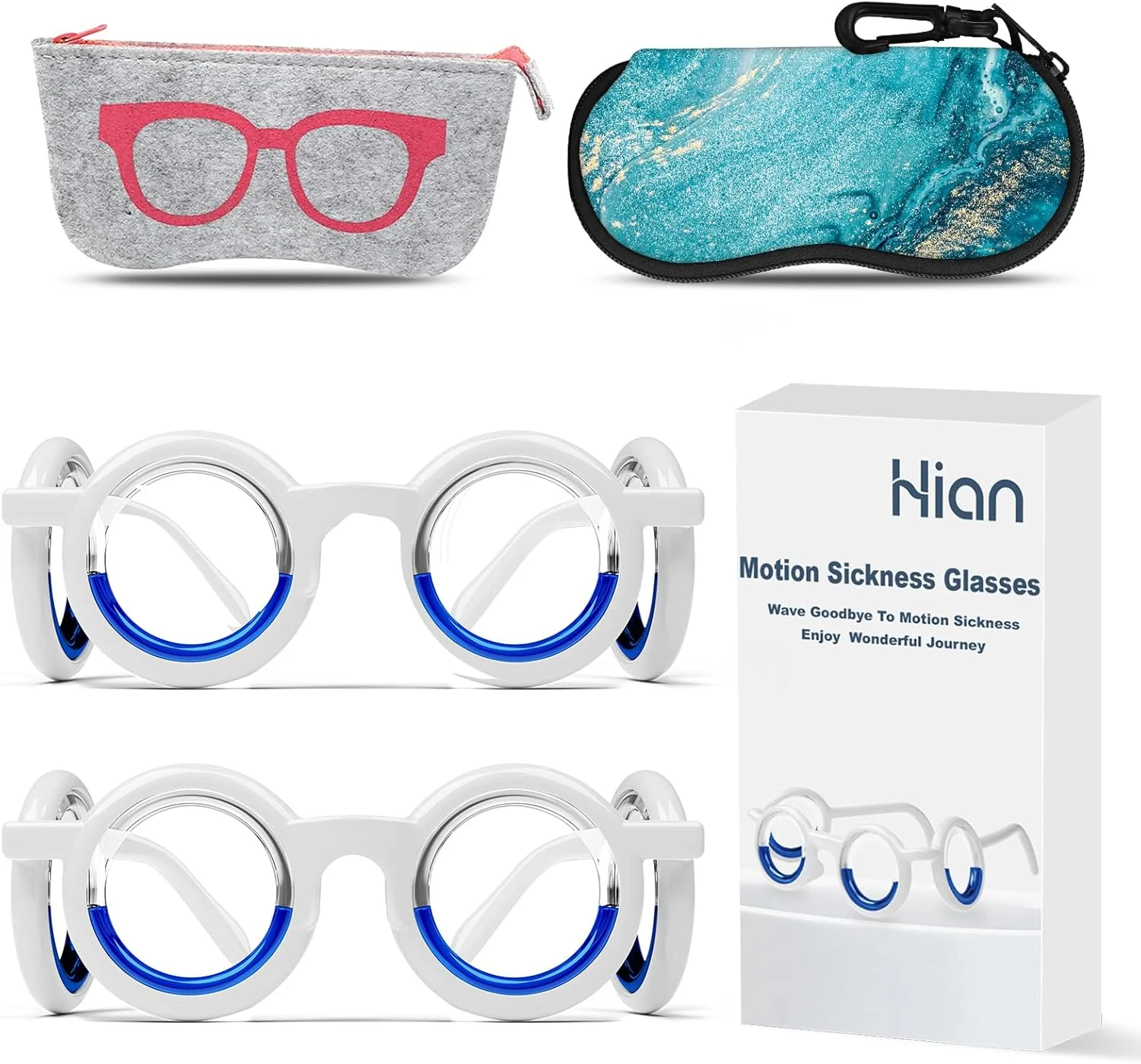 عینک ضد تهوع و سرگیجه ناشی از حرکت، فوق سبک و قابل حمل، بدون عدسی، مناسب بزرگسالان و کودکان (2 جفت)