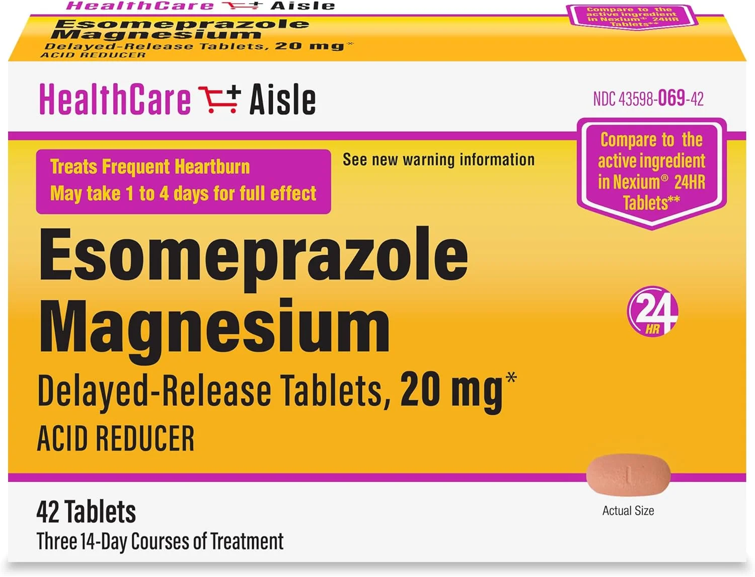 قرص های تاخیری رهش ازومپرازول منیزیم HealthCareAisle، 20 میلی گرم - 42 عدد - کاهش دهنده اسید، تسکین سوزش سر دل