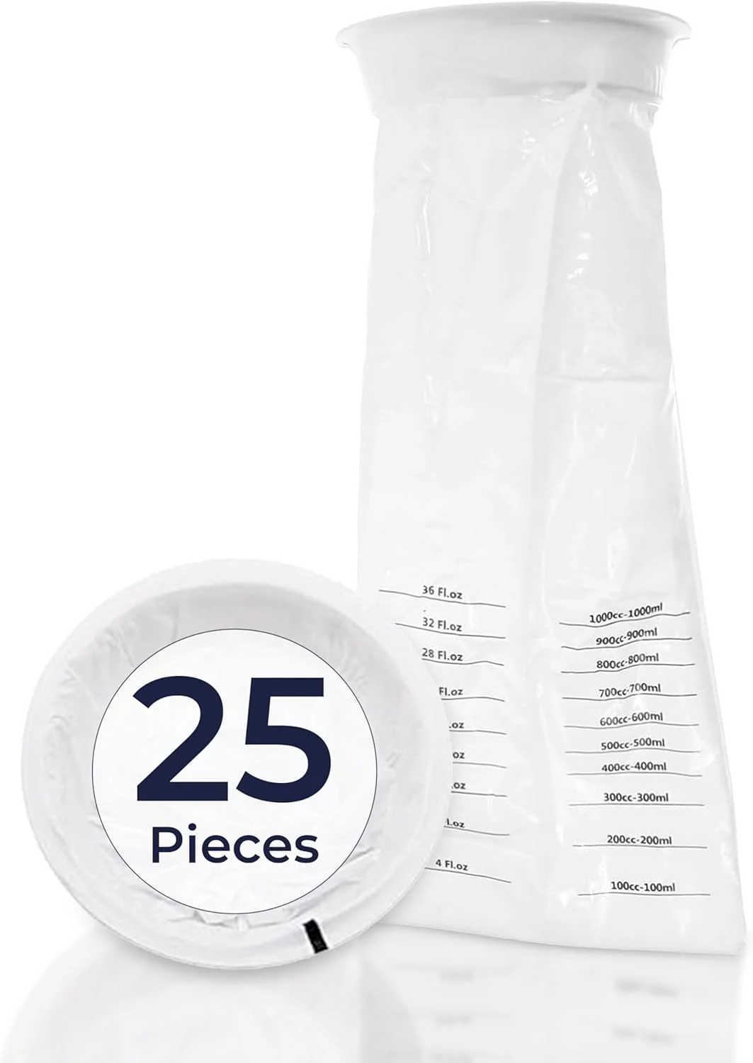 کیسه تهوع یکبار مصرف با حلقه بسته‌بندی | ضد نشت، مات و بهداشتی برای استفاده در خودرو، هواپیما و مسافرت، ظرفیت 1500 میلی لیتر - بسته 25 عددی