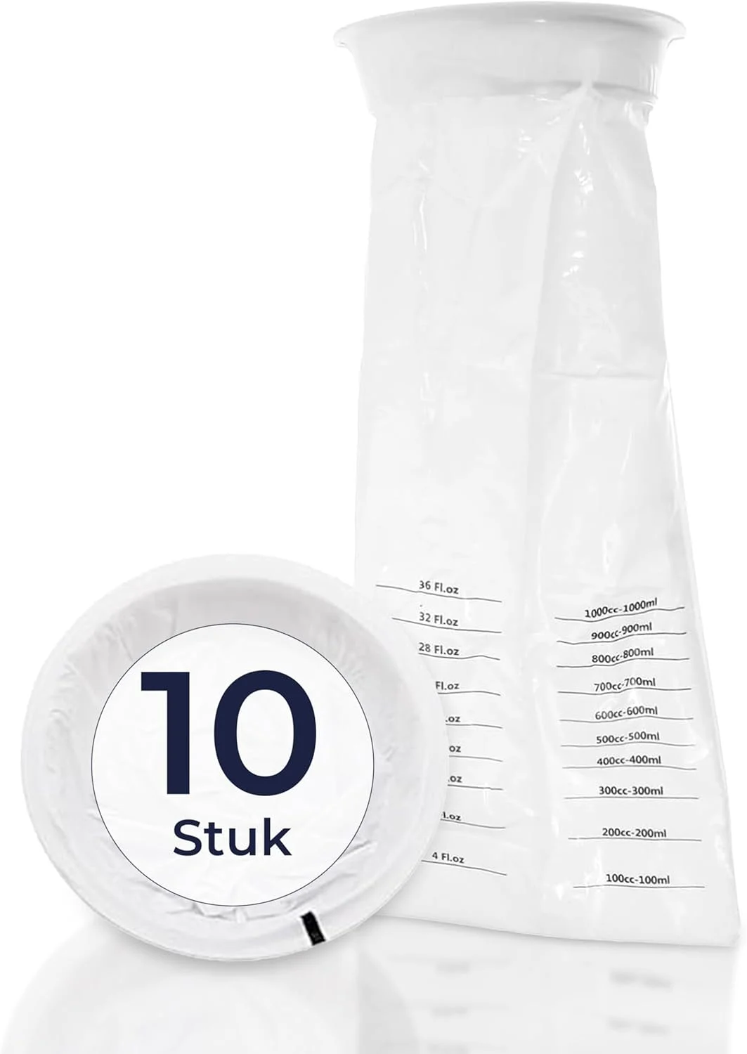 کیسه های یکبار مصرف استفراغ HaseMed با حلقه آب بندی - بسته 10 عددی | کیسه جمع آوری ضد نشت و کیسه مدفوع برای حالت تهوع، مسافرت و بارداری، بهداشتی و محتاطانه