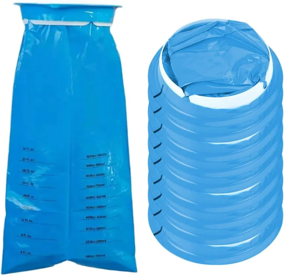 بسته 10 عددی کیسه استفراغ، کیسه های یکبار مصرف برای بیماری حرکتی و ماشین، ضد نشت و مناسب حالت تهوع برای مسافرت، هواپیما، قایق و مصارف پزشکی - آبی
