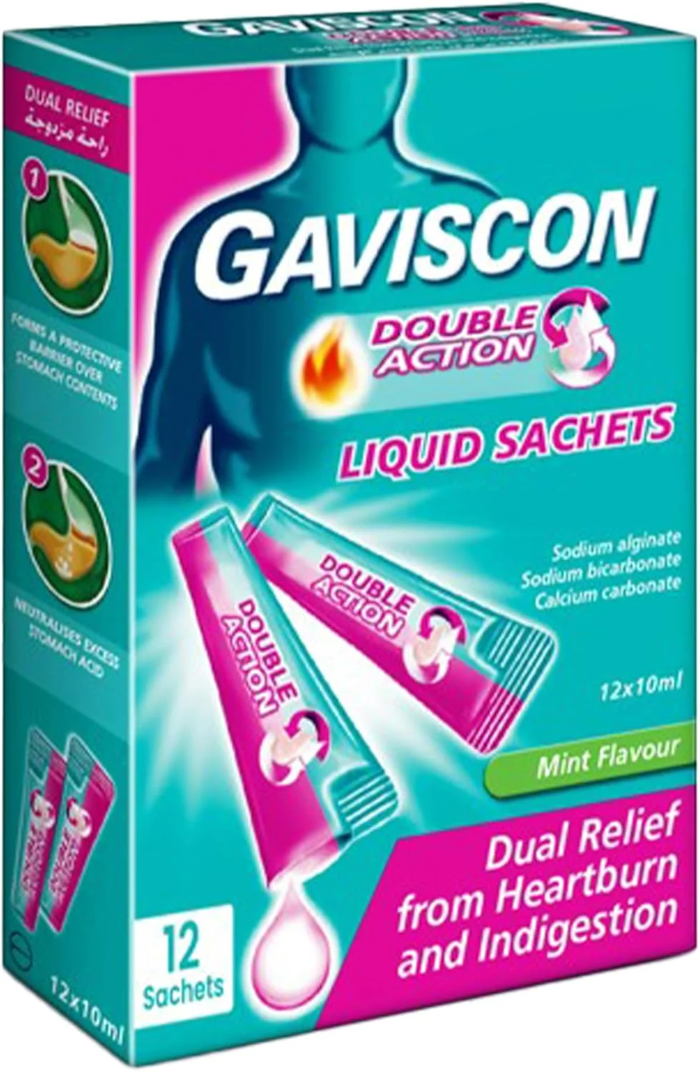 ساشه مایع نعنایی گاوسکان با عملکرد دوگانه، 10 میلی لیتر × 12 عدد