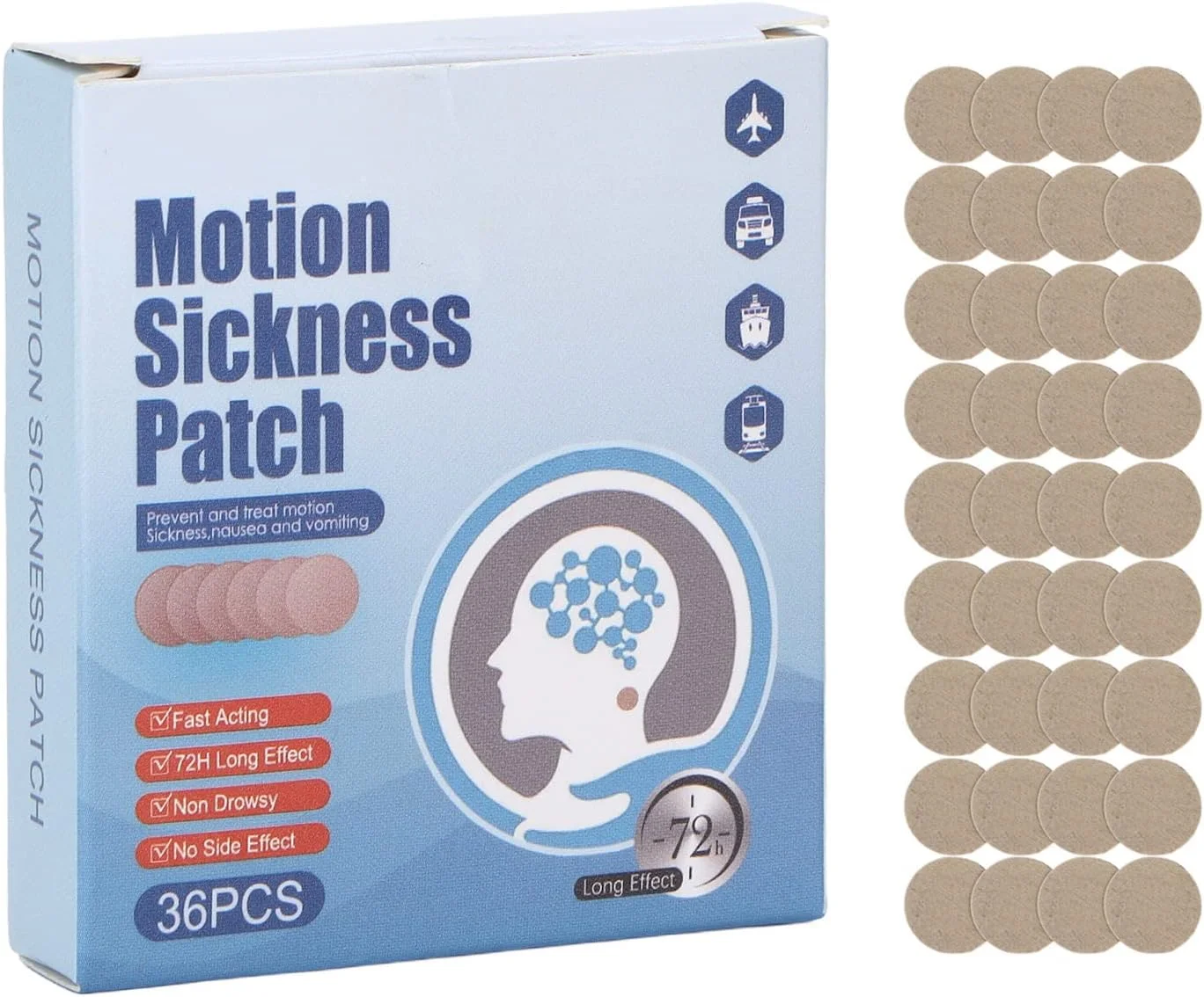 برچسب ضد تهوع برای ماشین، قایق، کشتی و هواپیما، 36 عدد