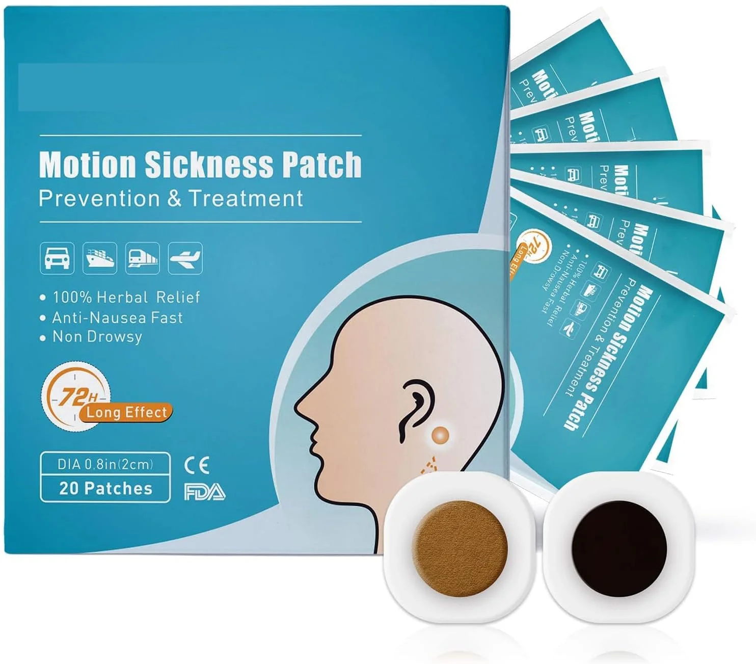 برچسب ضد تهوع ناشی از حرکت اکسفور، برچسب ضد تهوع برای سفر دریایی، برای تسکین تهوع و سرگیجه در بزرگسالان و کودکان، 20 عدد
