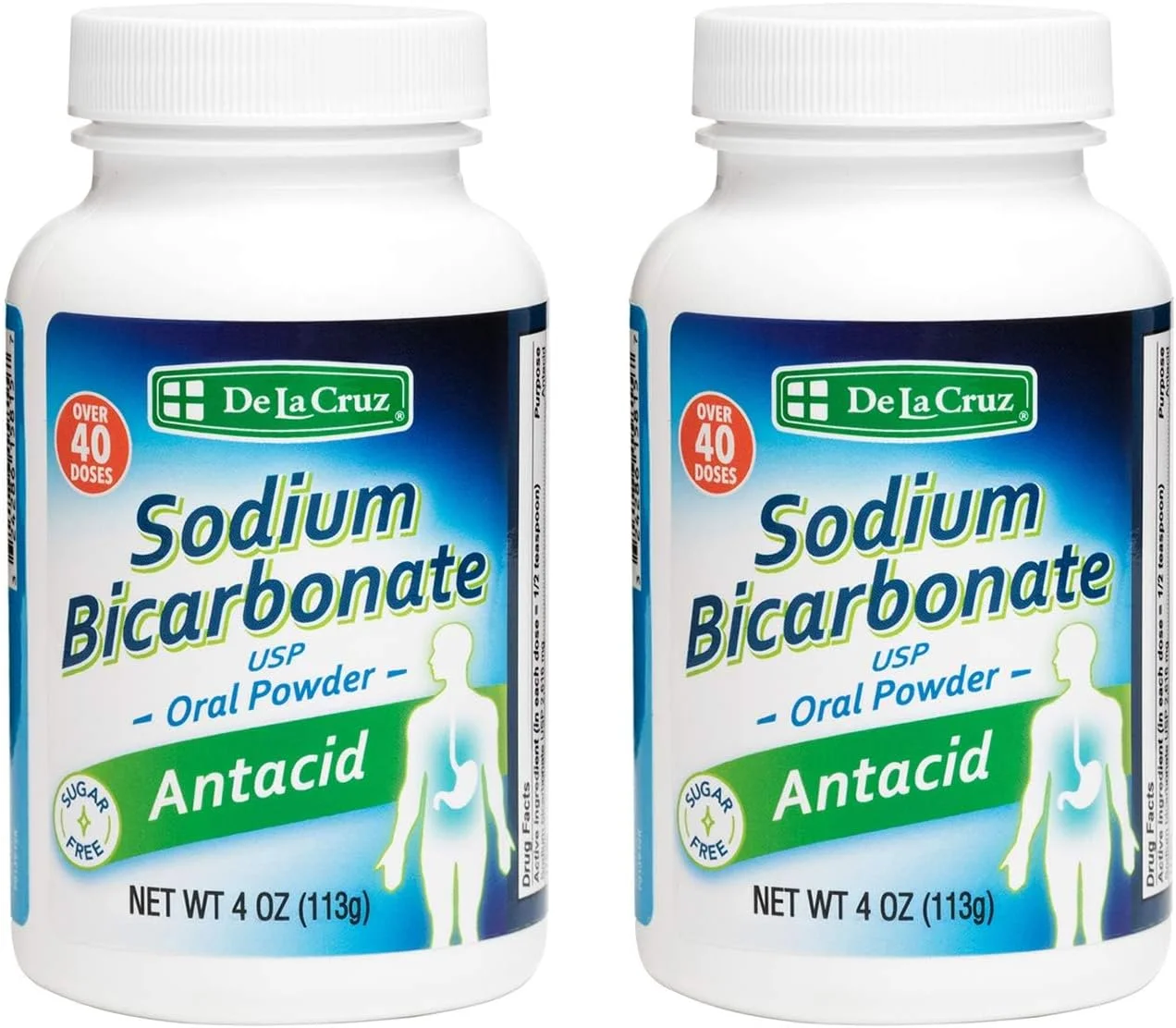 پودر خالص سدیم بی کربنات دِ لا کروز، گرید USP، ضد اسید، 113 گرم (2 عدد)