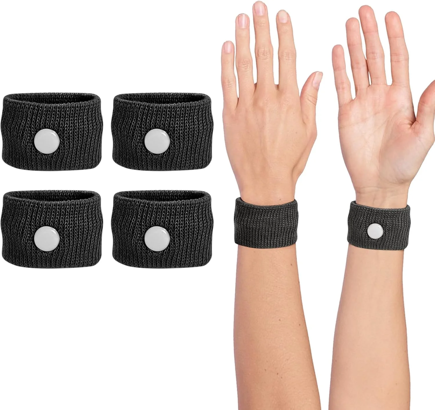 مچ بند ضد تهوع COOLive، مچ بند طب فشاری ضد تهوع برای تسکین حالت تهوع، سرگیجه و استفراغ ناشی از بیماری مسافرت با ماشین، دریا، قایق، هواپیما برای بزرگسالان و کودکان (مشکی، 2 جفت)