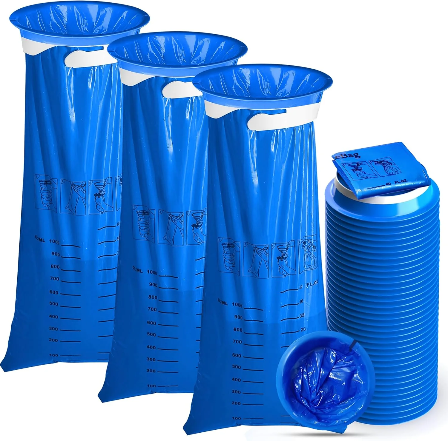 کیسه های تهوع یکبار مصرف، بسته 40 عددی، 1000 میلی لیتر، ضخیم، مقاوم در برابر نشت، مناسب برای بیمارستان، قابل حمل، کیسه های ضد تهوع برای مسافرت، ماشین، بزرگسالان و کودکان