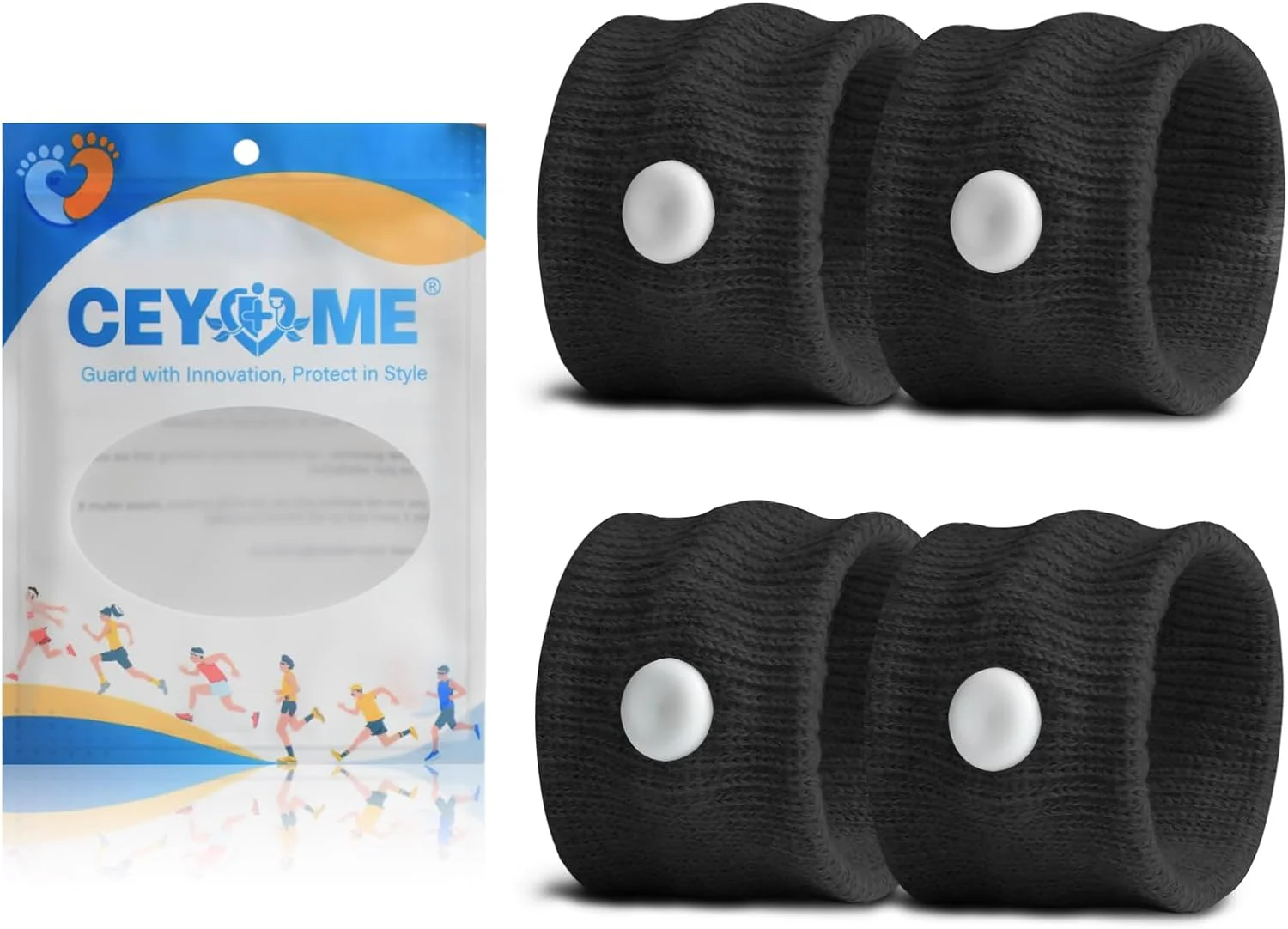 مچ بند ضد تهوع مسافرتی، 2 جفت مچ بند ضد تهوع برای کودکان و بزرگسالان، مچ بند ضد تهوع قابل استفاده مجدد و بدون دارو برای ماشین، هواپیما، قایق، واقعیت مجازی و ناراحتی های حرکتی روزانه (مشکی)