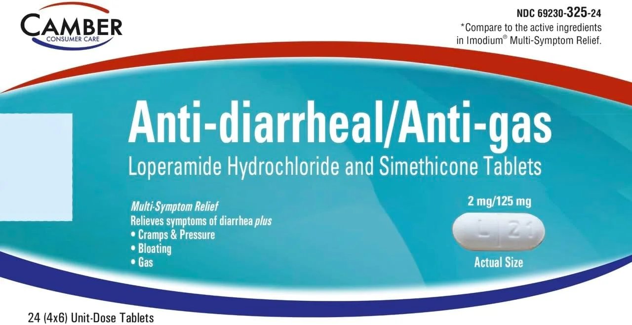 قرص های چند علامتی Camber Loperamide و Simethicone، ضد اسهال و ضد نفخ، 24 عدد
