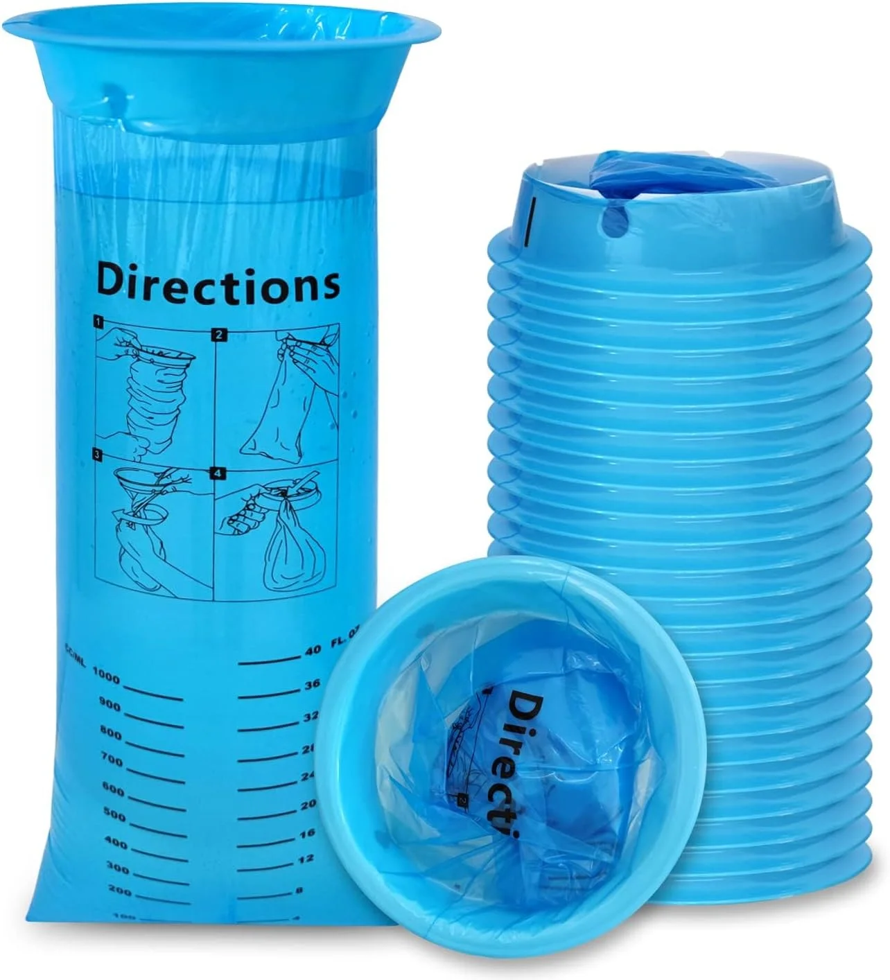 بسته 25 عددی کیسه تهوع YEESON، کیسه های یکبار مصرف 1000 میلی لیتری مقاوم در برابر نشت، کیسه حالت تهوع درجه پزشکی، کیسه استفراغ خودرو برای مسافرت، بیماری حرکتی، تهوع صبحگاهی زنان باردار