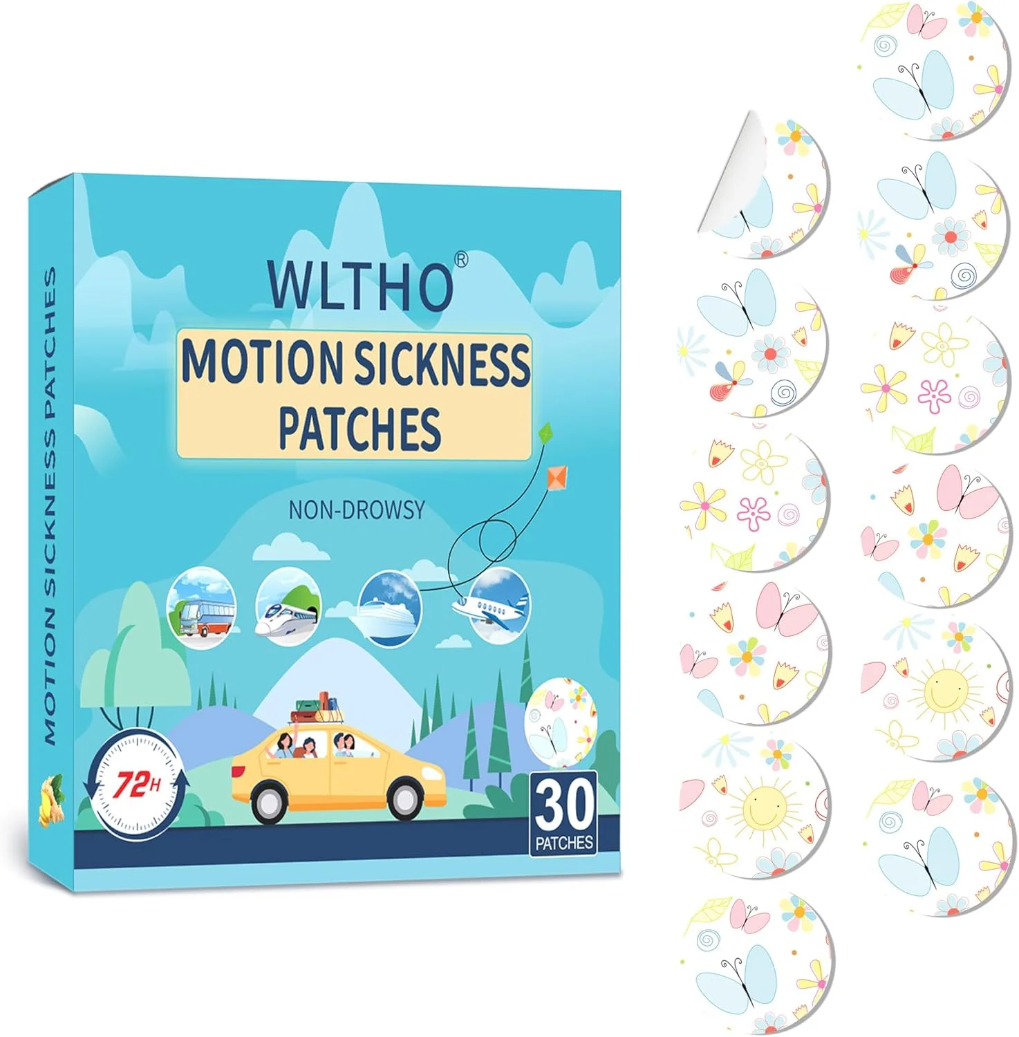 ۳۰ عدد پد ضد تهوع حرکتی، پد ضد دریازدگی برای ملزومات سفر دریایی، پدهای ضدآب پشت گوش، طرح پروانه سفارشی، ماندگاری طولانی ۷۲ ساعته