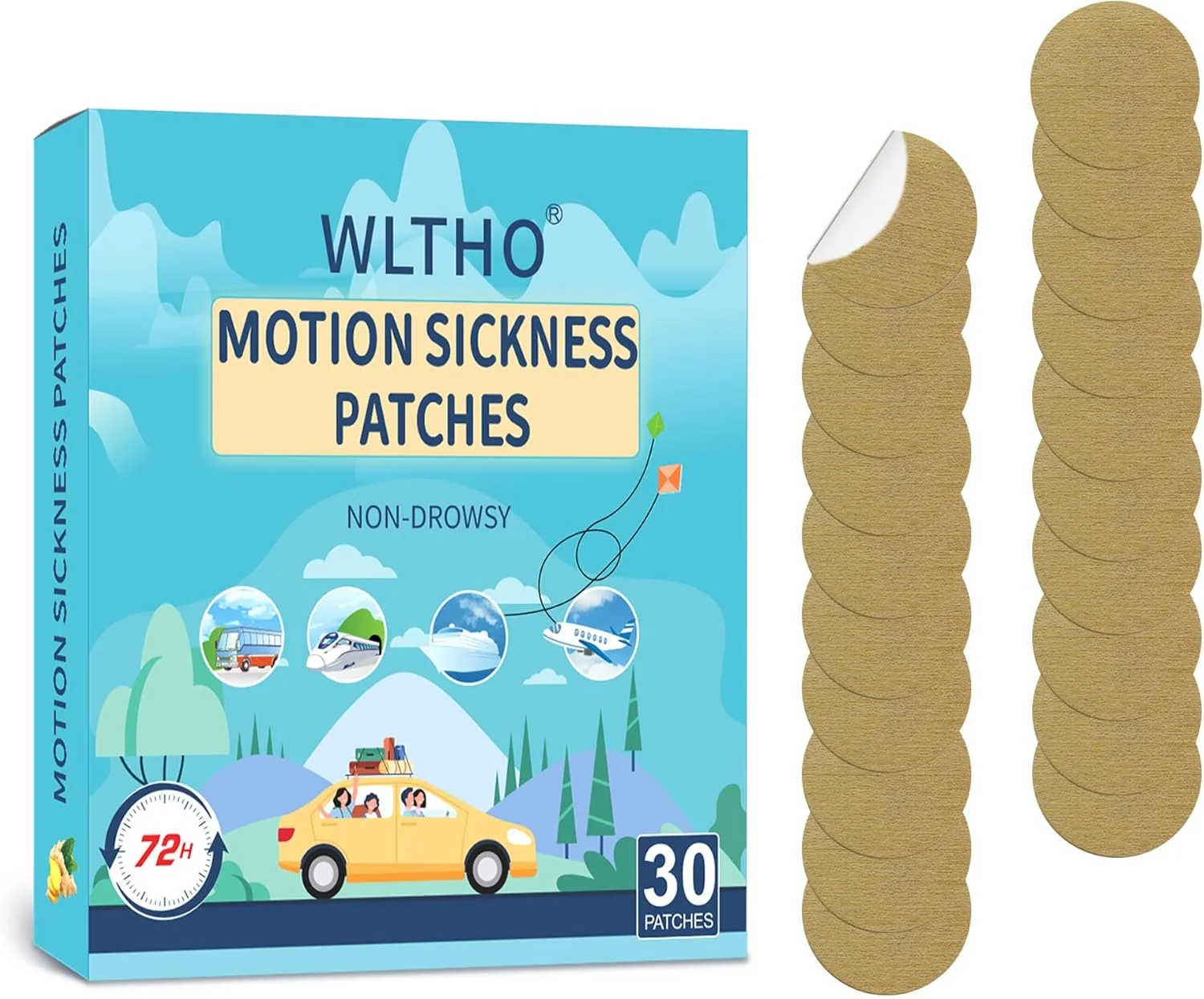 ۳۰ عدد برچسب ضد تهوع بدون خواب آلودگی، برچسب ضد دریازدگی برای ملزومات سفر با کشتی کروز، برچسب های ضد آب پشت گوش رنگ برنزه