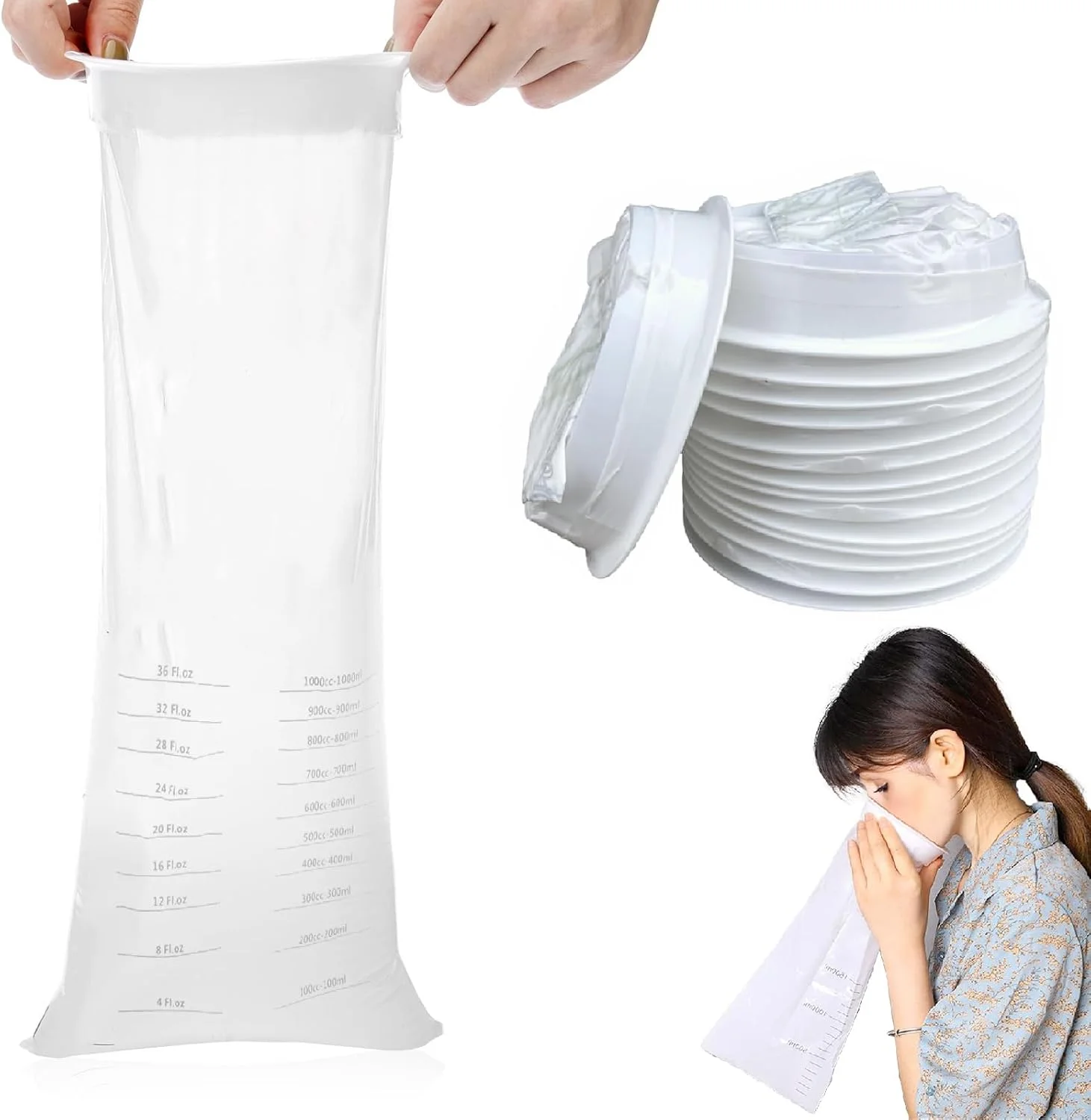 کیسه های تهوع برای مسافرت، کیسه استفراغ یکبار مصرف قابل حمل، ضد نشت، بدون بو، مناسب برای تمام سنین، کودکان، بزرگسالان و زنان باردار (بسته 10 عددی)