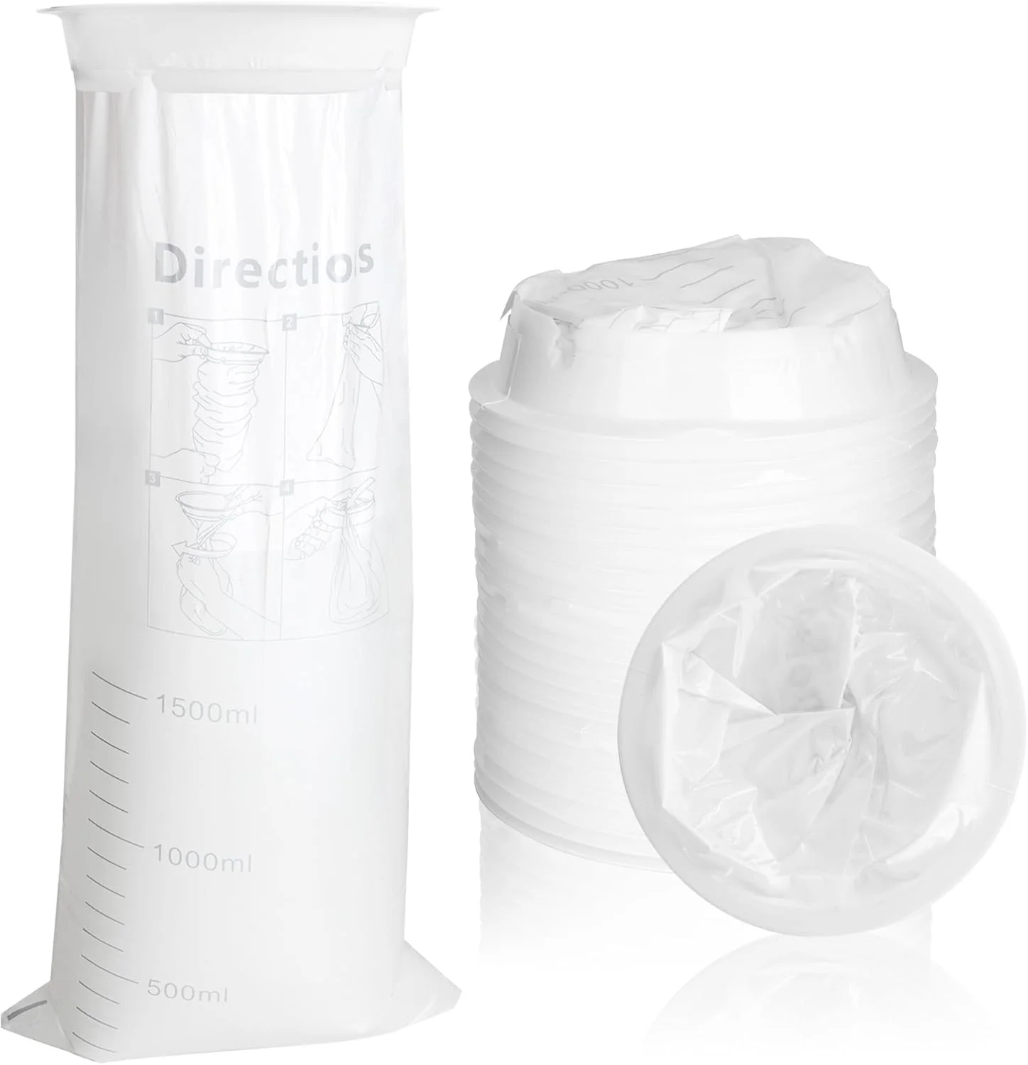 ۱۰۰ عدد کیسه تهوع سفید ۱۰۰۰ میلی لیتری با چگالی بالا برای مسافرت، کیسه استفراغ با بست، کیسه تهوع برای مسافرت با ماشین، تهوع صبحگاهی، دریازدگی