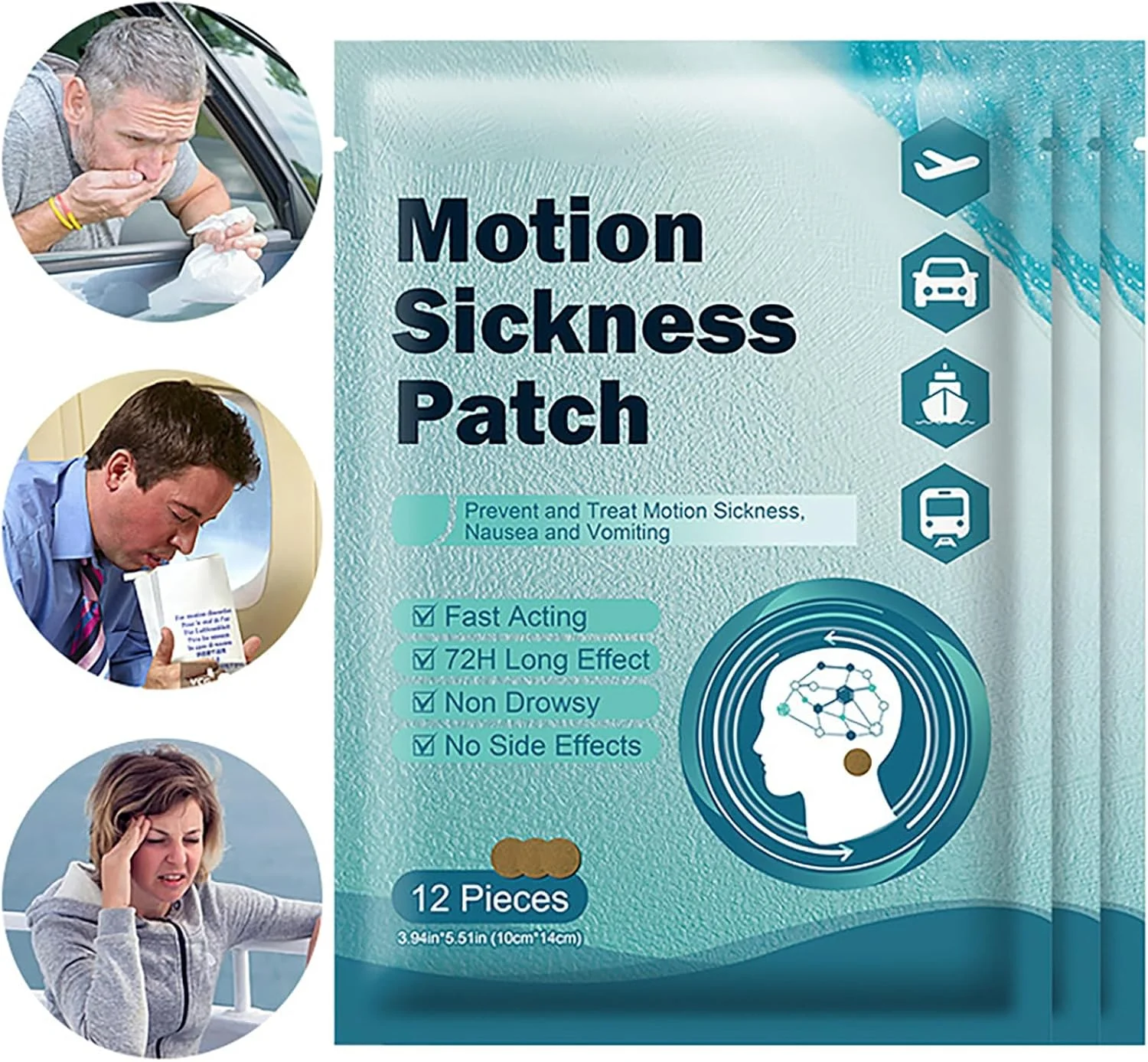 برچسب ضد سرگیجه 36 عددی، تسکین دهنده سرگیجه، برچسب طراوت بخش ضد تهوع، مناسب برای مسافرت با ماشین، کشتی یا هواپیما