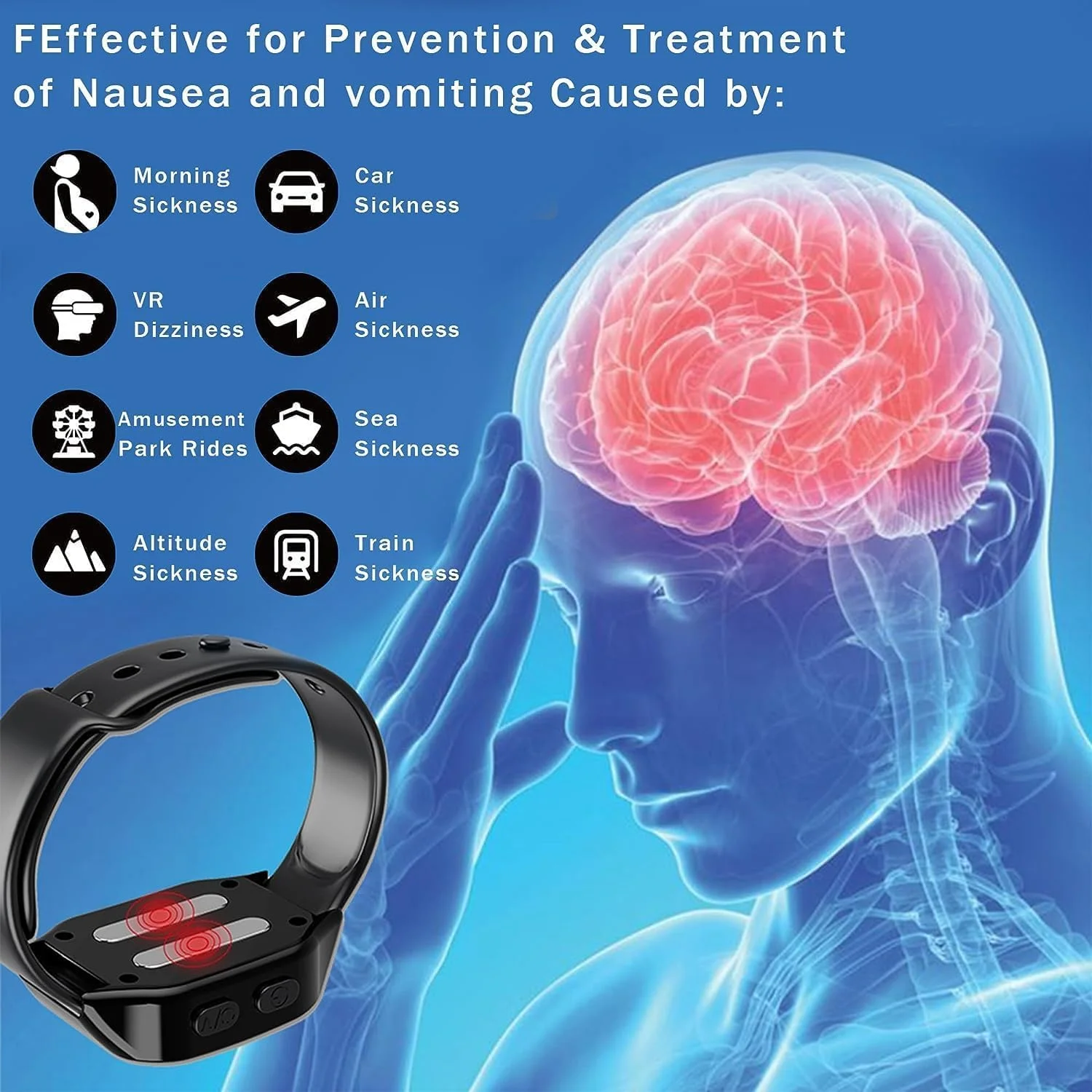 مچ بند ضد تهوع، مچ بند ضد بیماری حرکتی برای رفع بیماری ناشی از ماشین، مچ بند رفع تهوع برای مسافرت دریایی، هوایی، ماشین، قطار، دریا، مچ بند ضد تهوع قابل شارژ، تهوع صبحگاهی