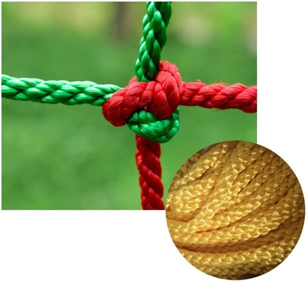طناب توری صعود رنگارنگ نایلونی برای کودکان - نردبان توری 8 میلی متری برای خانه درختی و فضای بازی در فضای باز 1x1 متر / 3.3x3.3 فوت - تجهیزات بازی سرگرم کننده و ایمن