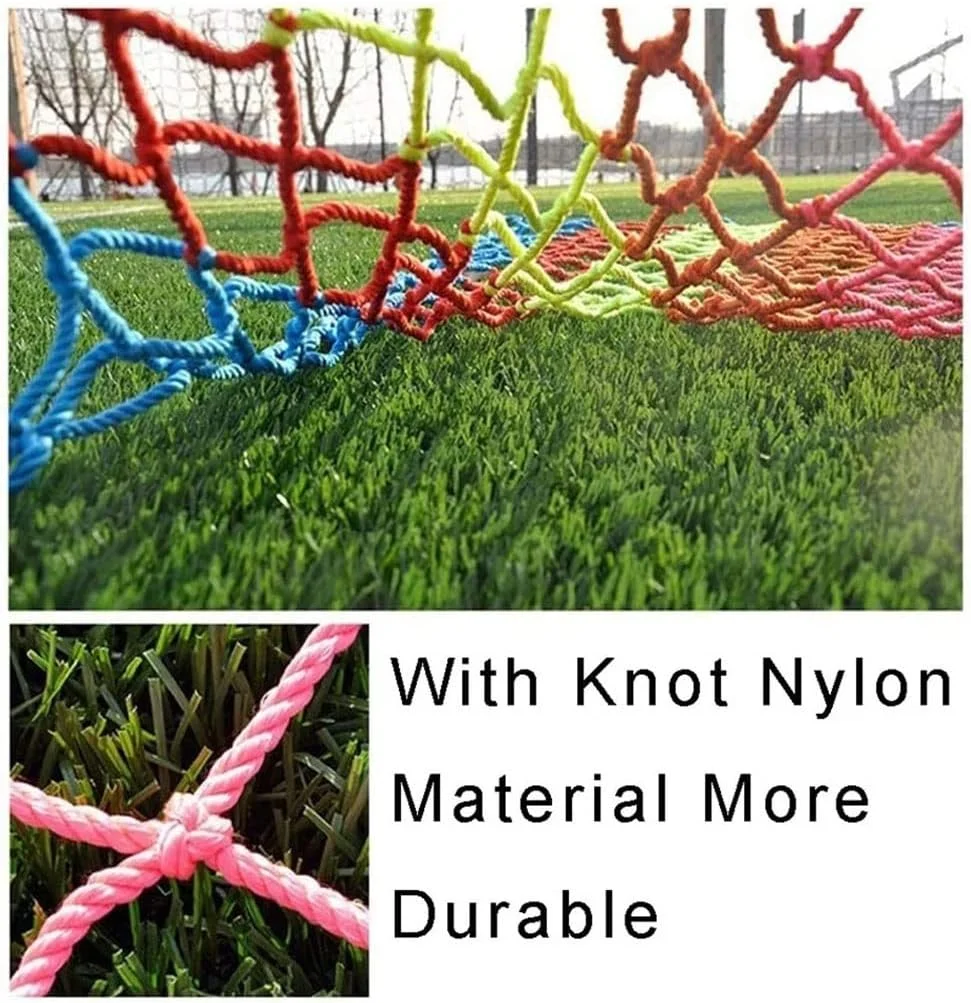 طناب توری صعود رنگارنگ نایلونی برای کودکان - نردبان توری 8 میلی متری برای خانه درختی و فضای بازی در فضای باز 1x1 متر / 3.3x3.3 فوت - تجهیزات بازی سرگرم کننده و ایمن