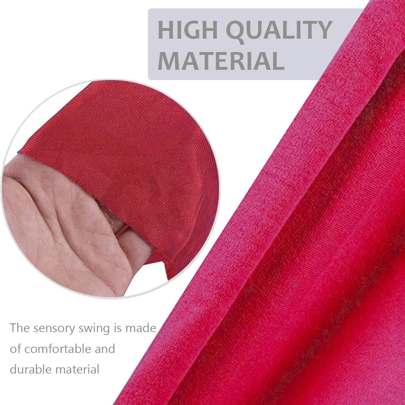 تاب حسی داخلی، صندلی تاب ننویی برای کودکان با نیازهای ویژه، اوتیسم، ADHD، SPD، آسپرگر، یکپارچگی حسی، تاب درمانی آغوشی با سخت افزار شامل (قرمز)