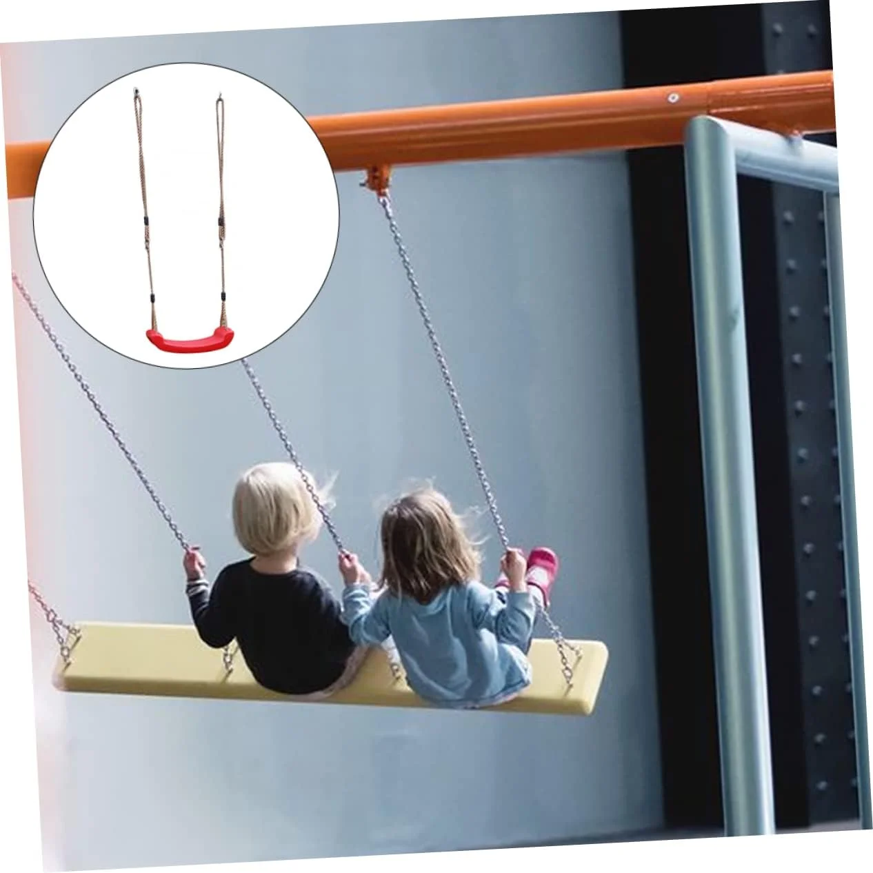 یک ست تاب کودکانه طناب دار، تاب مقاوم برای حیاط، تاب درختی اسباب بازی فضای باز برای تاب، هاموک سرپوشیده، تاب فضای باز برای حیاط، تاب پلاستیکی ایمن و سرگرم کننده