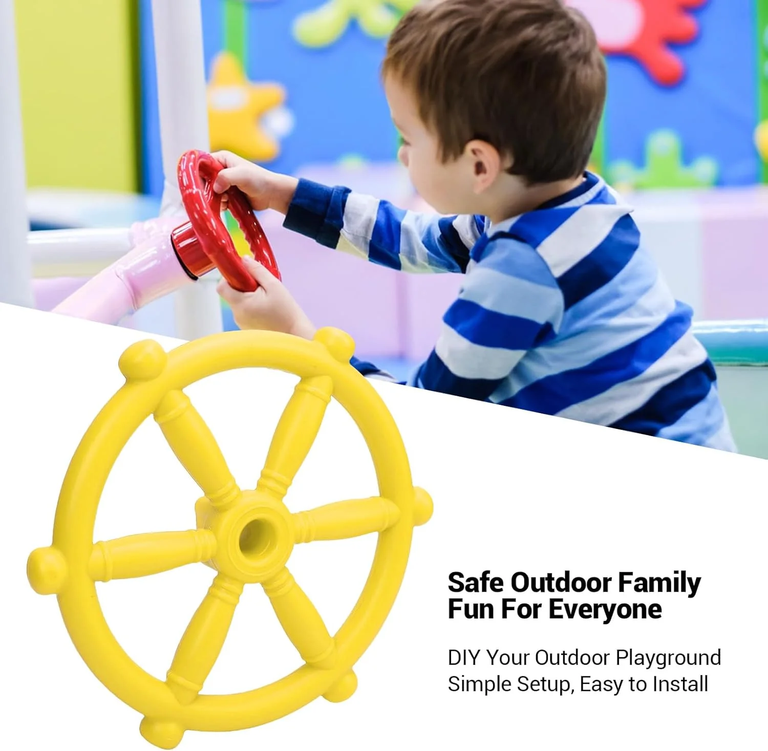 فرمان اسباب بازی زمین بازی CHICIRIS، فرمان کشتی دزدان دریایی برای خانه درختی، خانه بازی در فضای باز، حیاط خلوت، مجموعه تاب، لوازم جانبی زمین بازی (زرد)