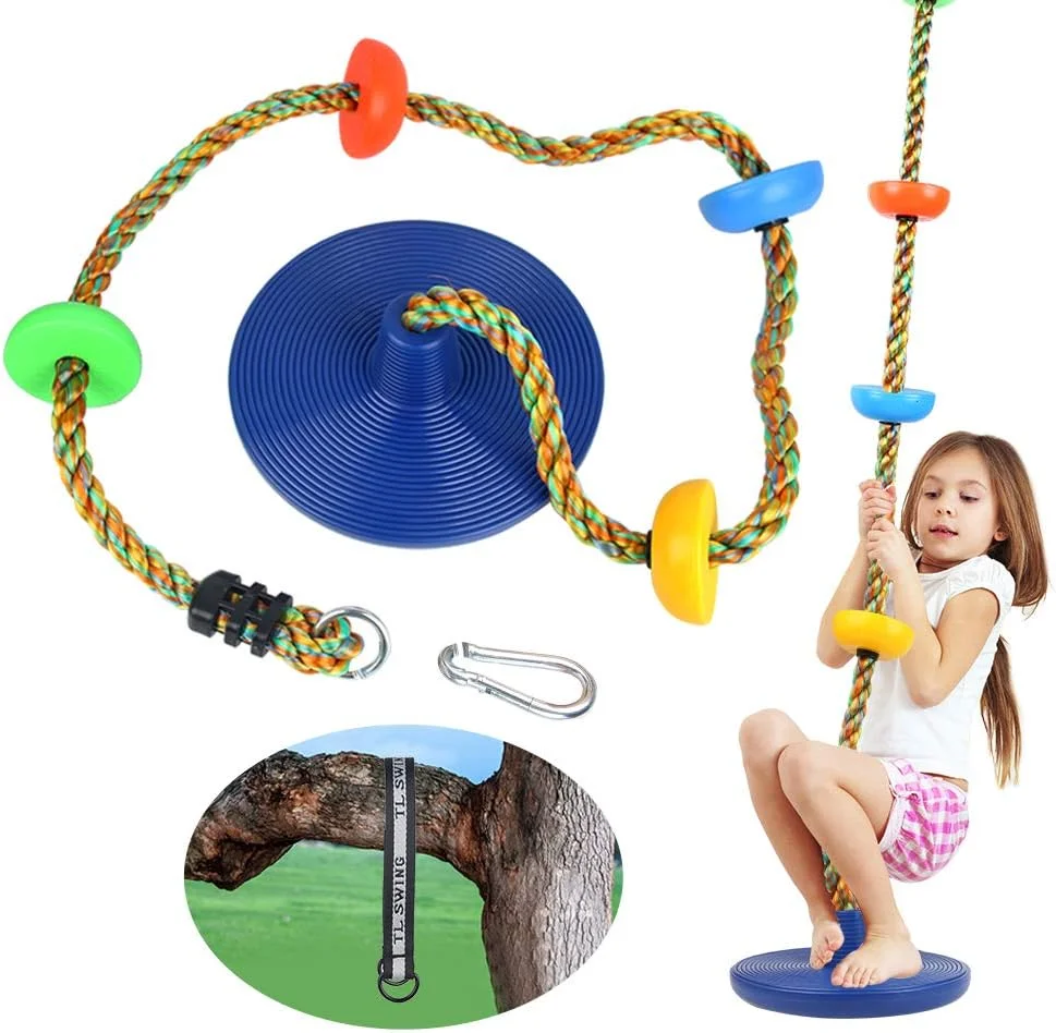 طناب تاب بازی و صخره نوردی به همراه سکوی ایستادن و تاب دیسکی مناسب برای فضای باز، حیاط و زمین بازی کودکان