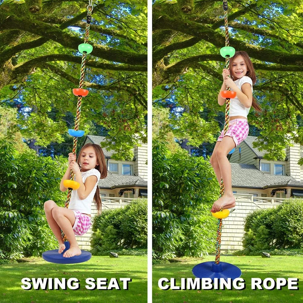 طناب تاب بازی و صخره نوردی به همراه سکوی ایستادن و تاب دیسکی مناسب برای فضای باز، حیاط و زمین بازی کودکان