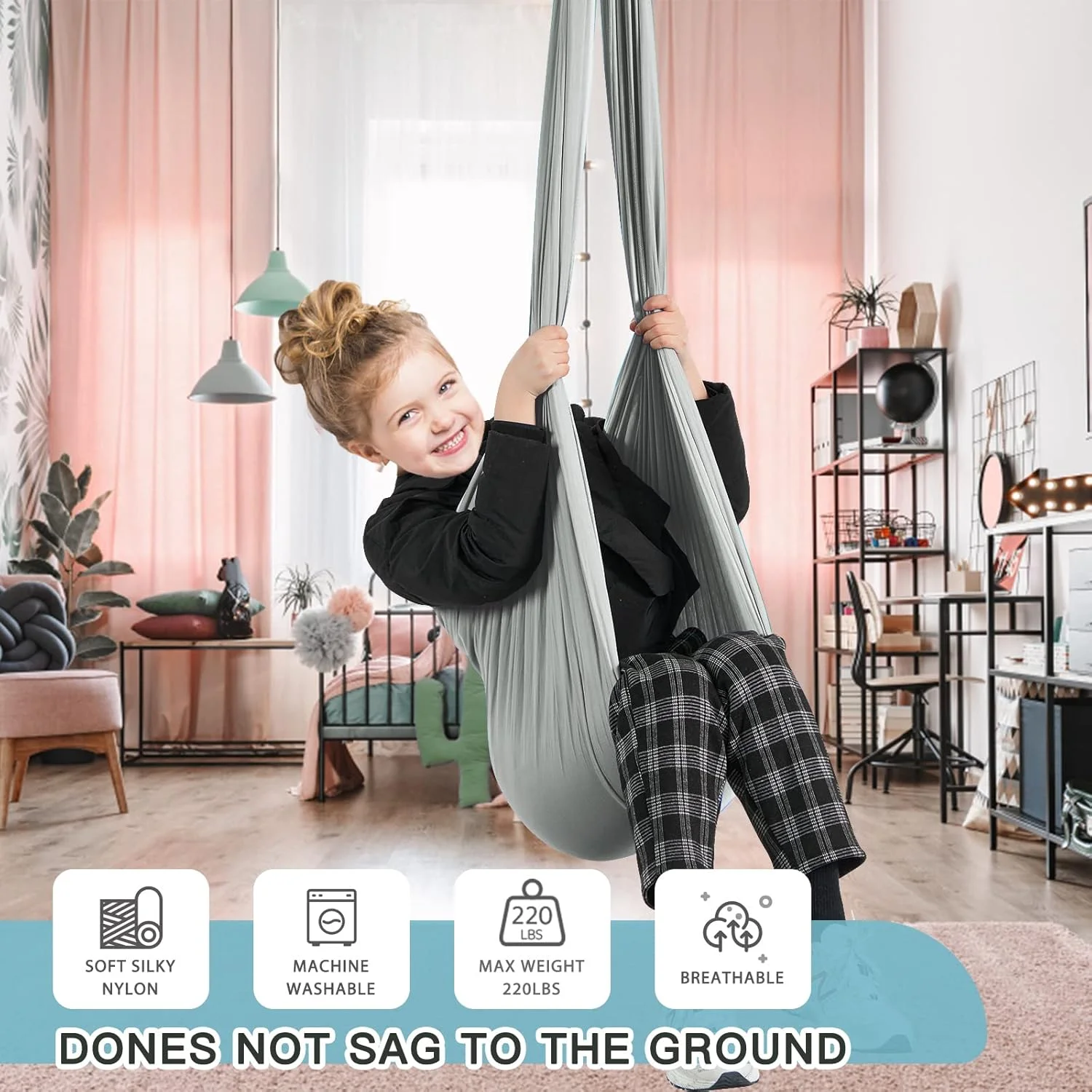 تاب بازی درمانی برای کودکان با نیازهای ویژه (شامل سخت افزار) تاب حسی، تاب آغوشی، تاب داخلی و خارجی قابل تنظیم برای کودکان مبتلا به اوتیسم، ADHD، آسپرگر و اختلالات حسی