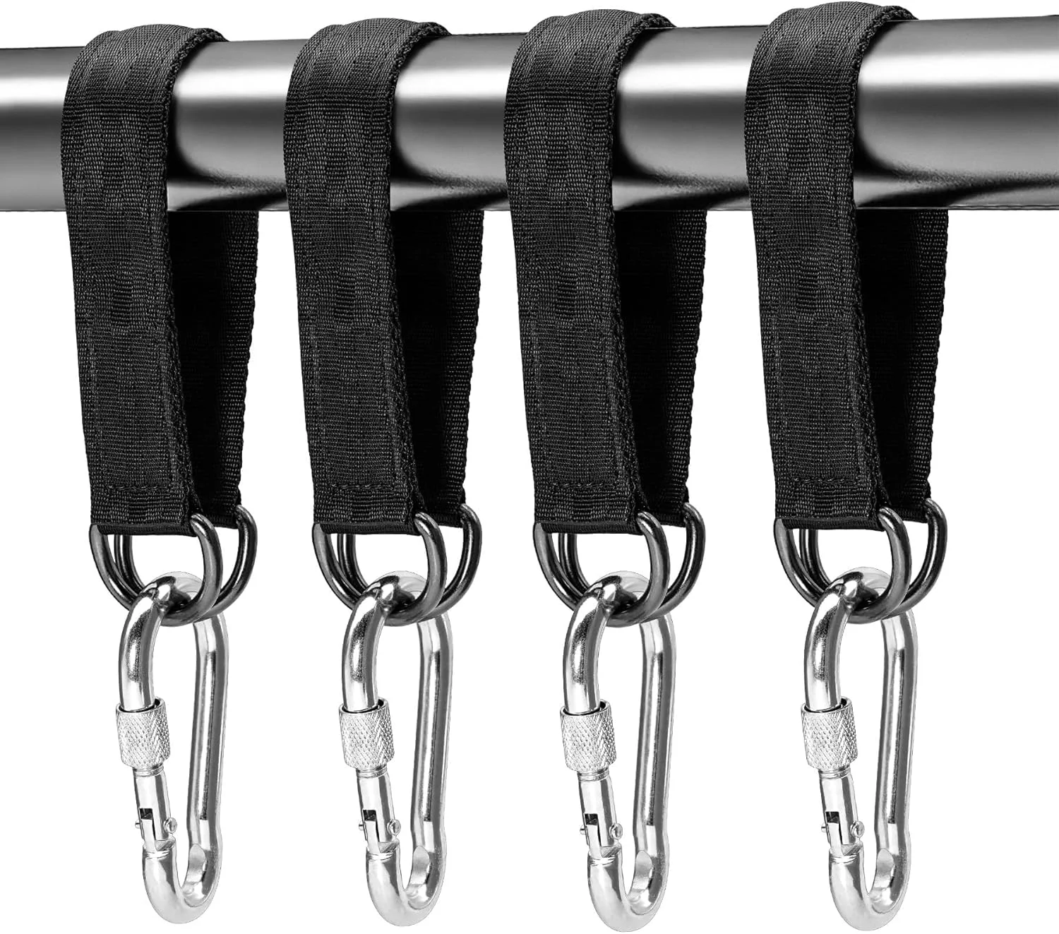 مجموعه 4 عددی اتصال دهنده تاب، بند تاب درختی، کیت تاب نایلونی قابل حمل، بند آویز مقاوم در برابر پارگی با 4 کارابین و 4 حلقه D برای صندلی آویز تاب