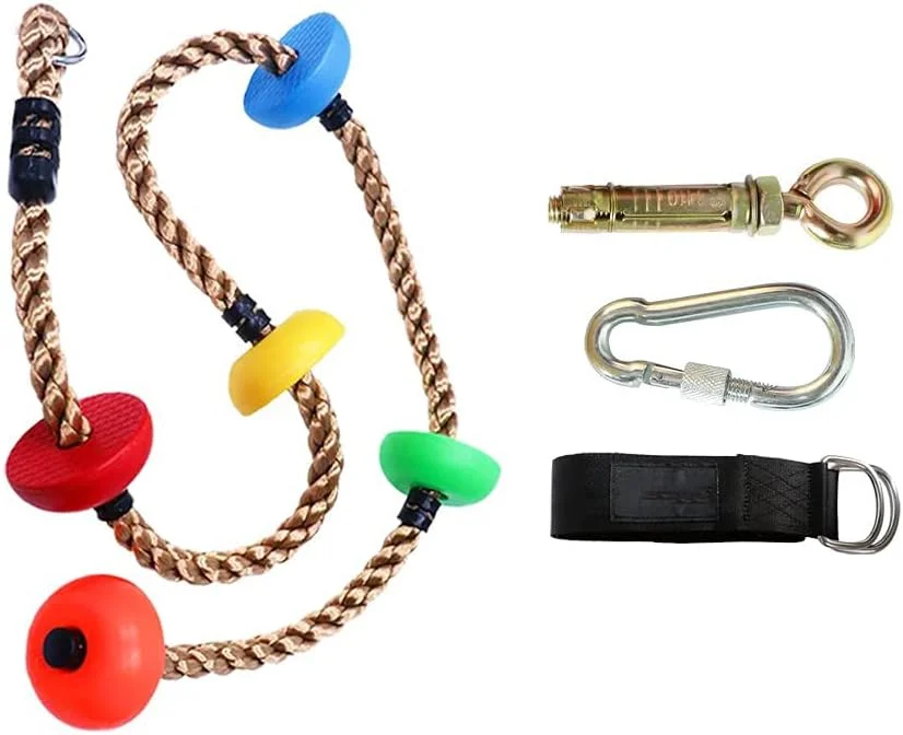 طناب صعود رنگارنگ Azonee با سکو برای کودکان، تاب درختی با تکیه گاه پا، لوازم جانبی اسباب بازی ورزشی زمین بازی سرپوشیده و فضای باز