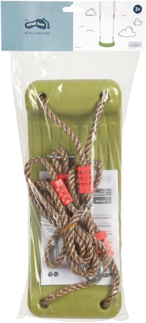 تاب بازی کودکانه مدل Heavenly Stormer small foot 10876 مناسب کودکان بالای 3 سال، مقاوم در برابر آب و هوا، اسباب بازی فضای باز، تاب سبز رنگ، ابعاد تقریبی 42 x 17 x 10 سانتی متر، طول طناب تقریباً 190 سانتی متر