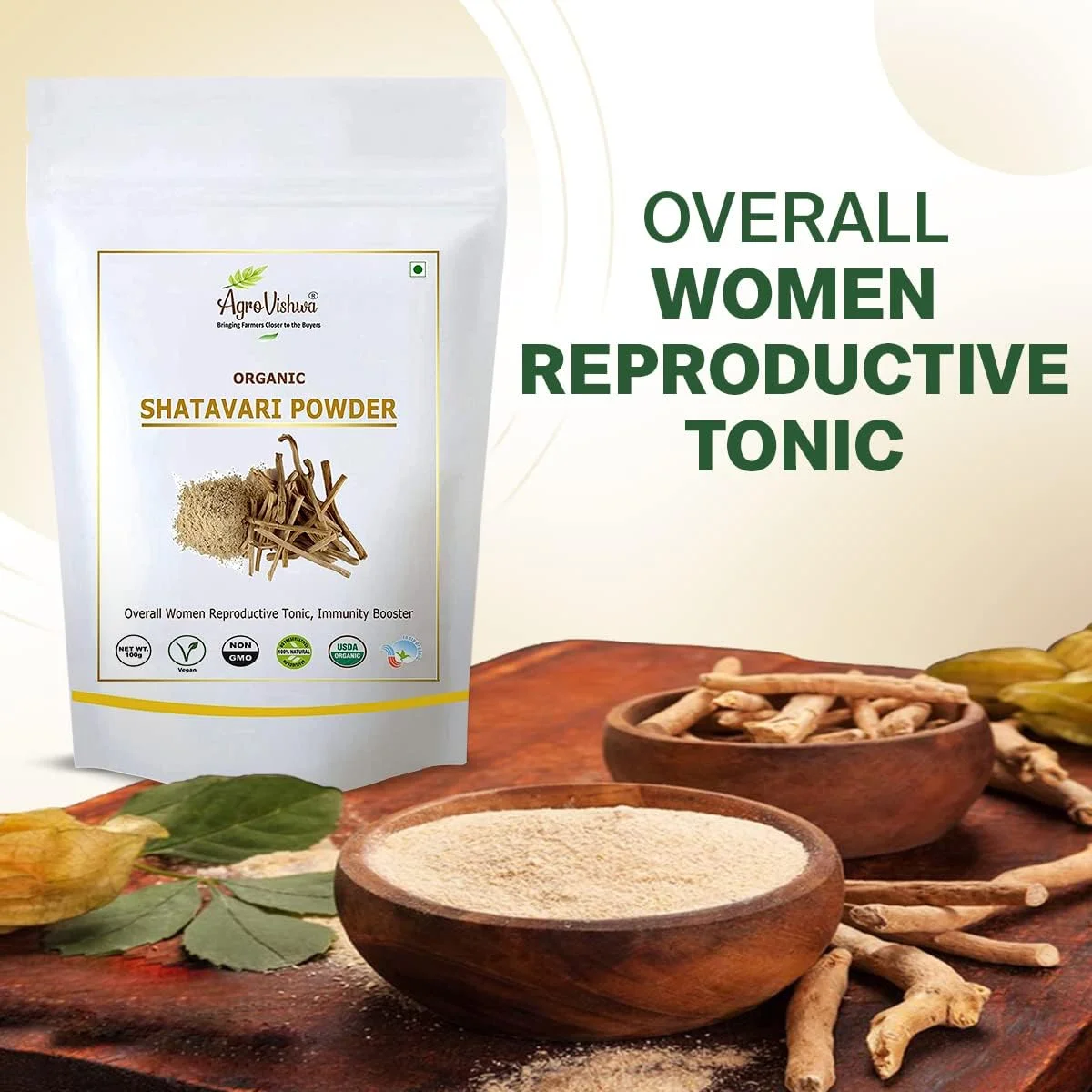 پودر شاتاواری 100% طبیعی، تونیک آیورودا برای بانوان، مناسب برای مشکلات دوران قاعدگی، ضروری برای بانوان شاغل و متخصص، پودر شاتاواری (100 گرم (بسته 1 عددی))