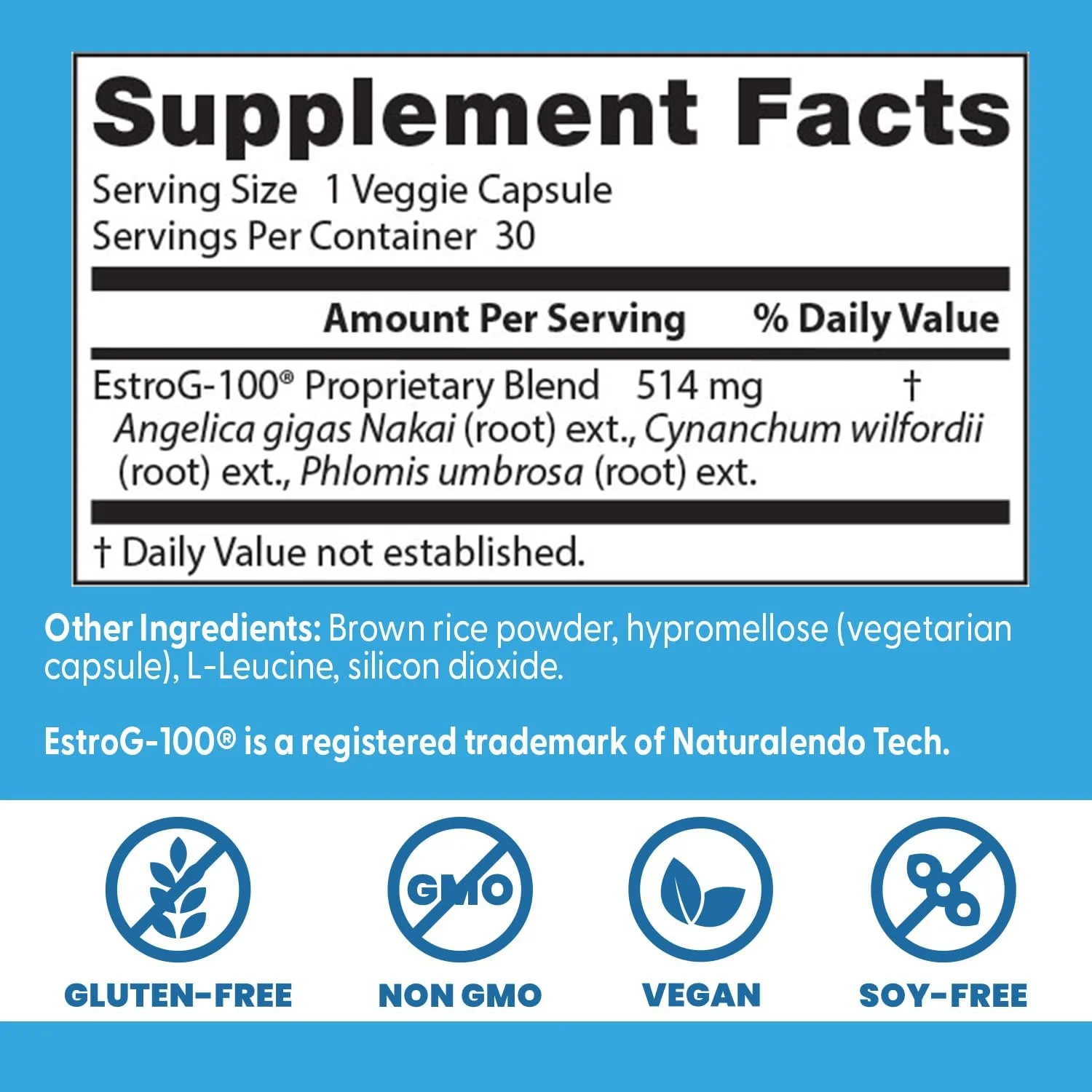 بهترین محصول دوران یائسگی دکتر با EstroG-100، غیر GMO، وگان، بدون گلوتن، بدون سویا، 30 کپسول گیاهی