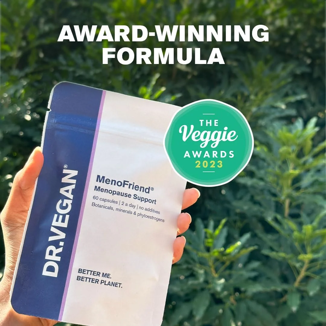 دکتر ویگن منو فرند | پشتیبانی از دوران یائسگی، تسکین علائم رایج | 60 کپسول | دو عدد در روز | گیاهان دارویی، ویتامین ها و مواد معدنی شامل یم وحشی 500 میلی گرم، ریشه قاصدک 200 میلی گرم، ماش 130 میلی گرم